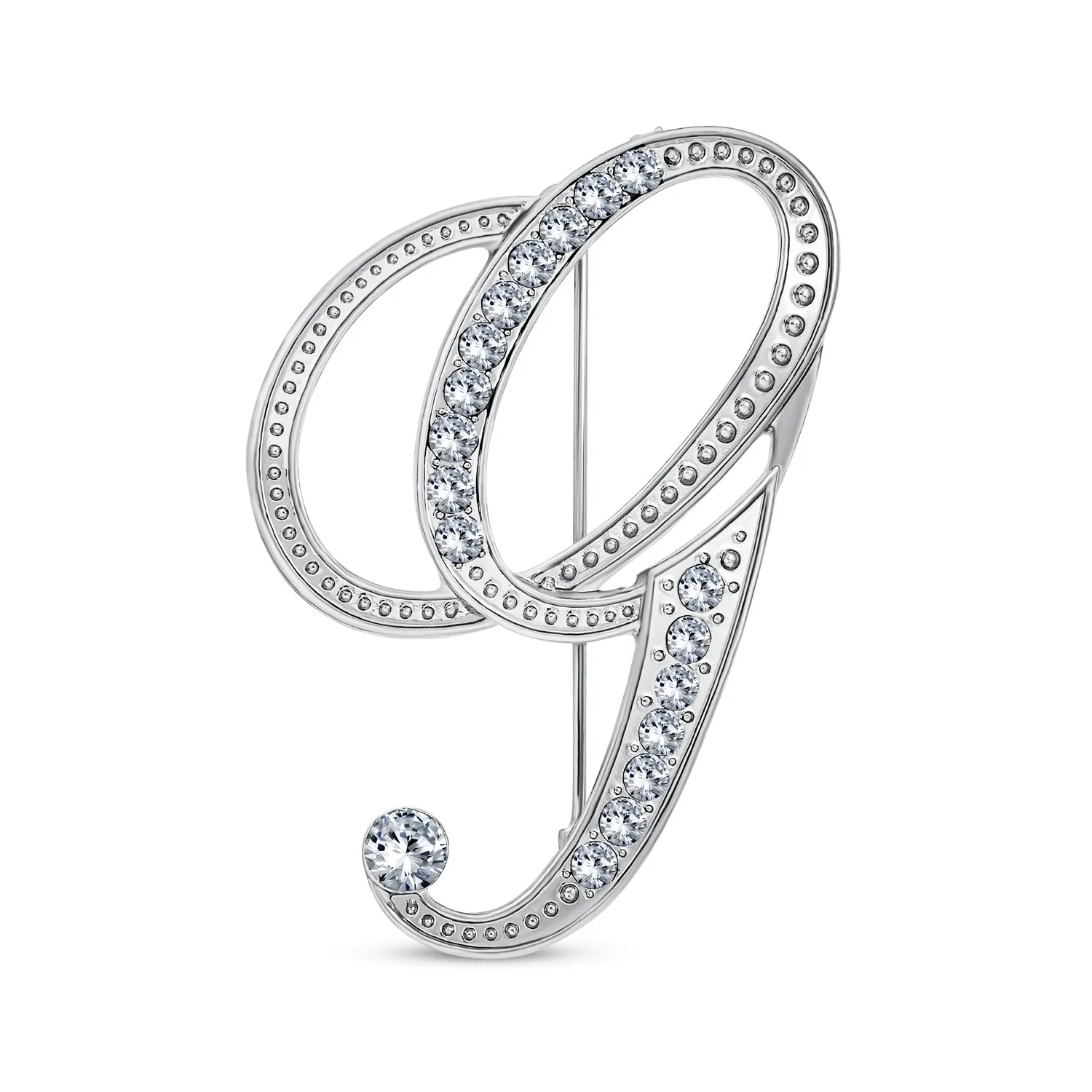 Large Statement ABC Pave Crystal Monogram Brooche Pin in Gold or Silver Plated