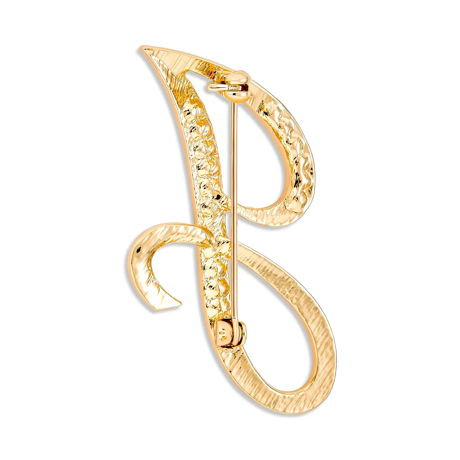 Large Statement ABC Pave Crystal Monogram Brooche Pin in Gold or Silver Plated