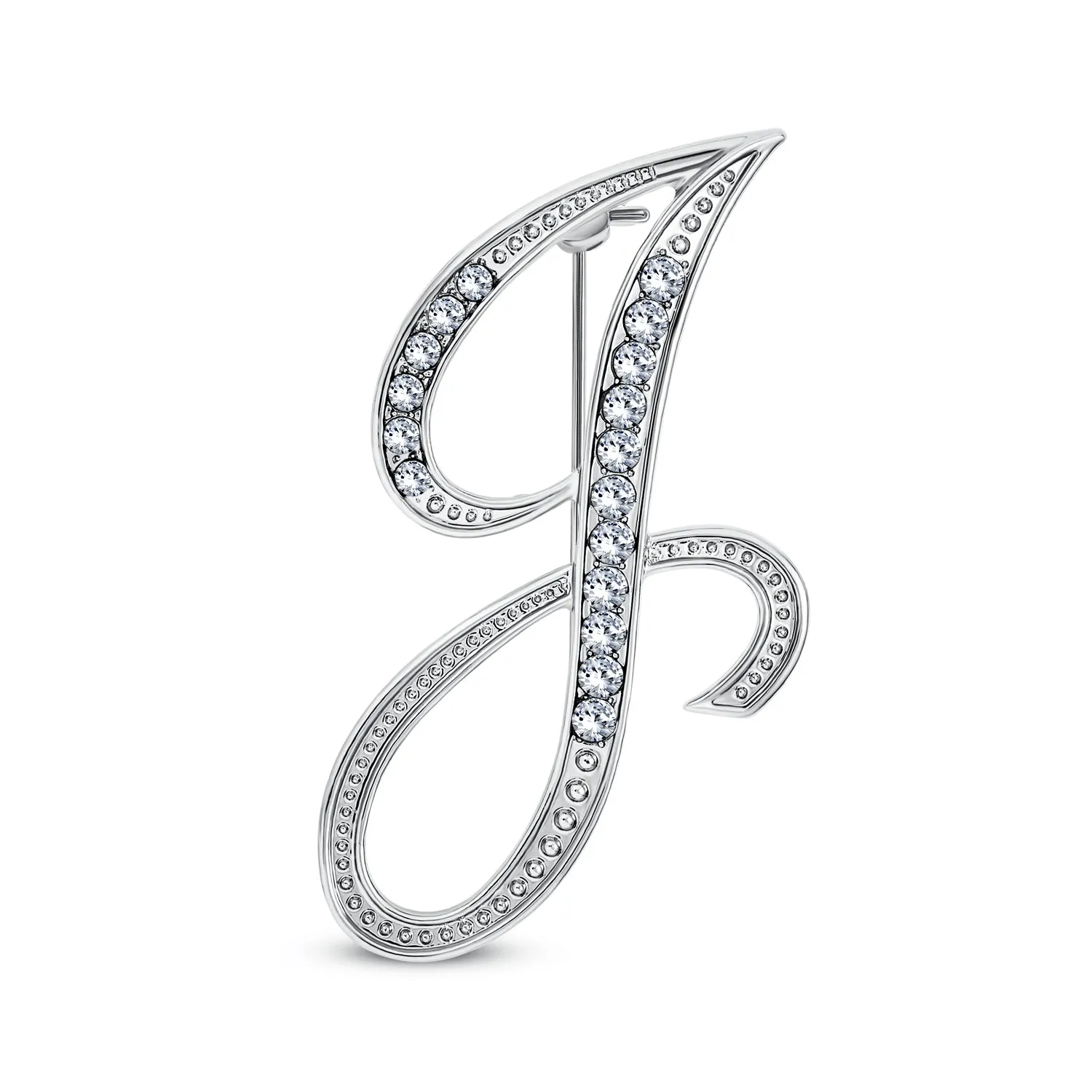 Large Statement ABC Pave Crystal Monogram Brooche Pin in Gold or Silver Plated