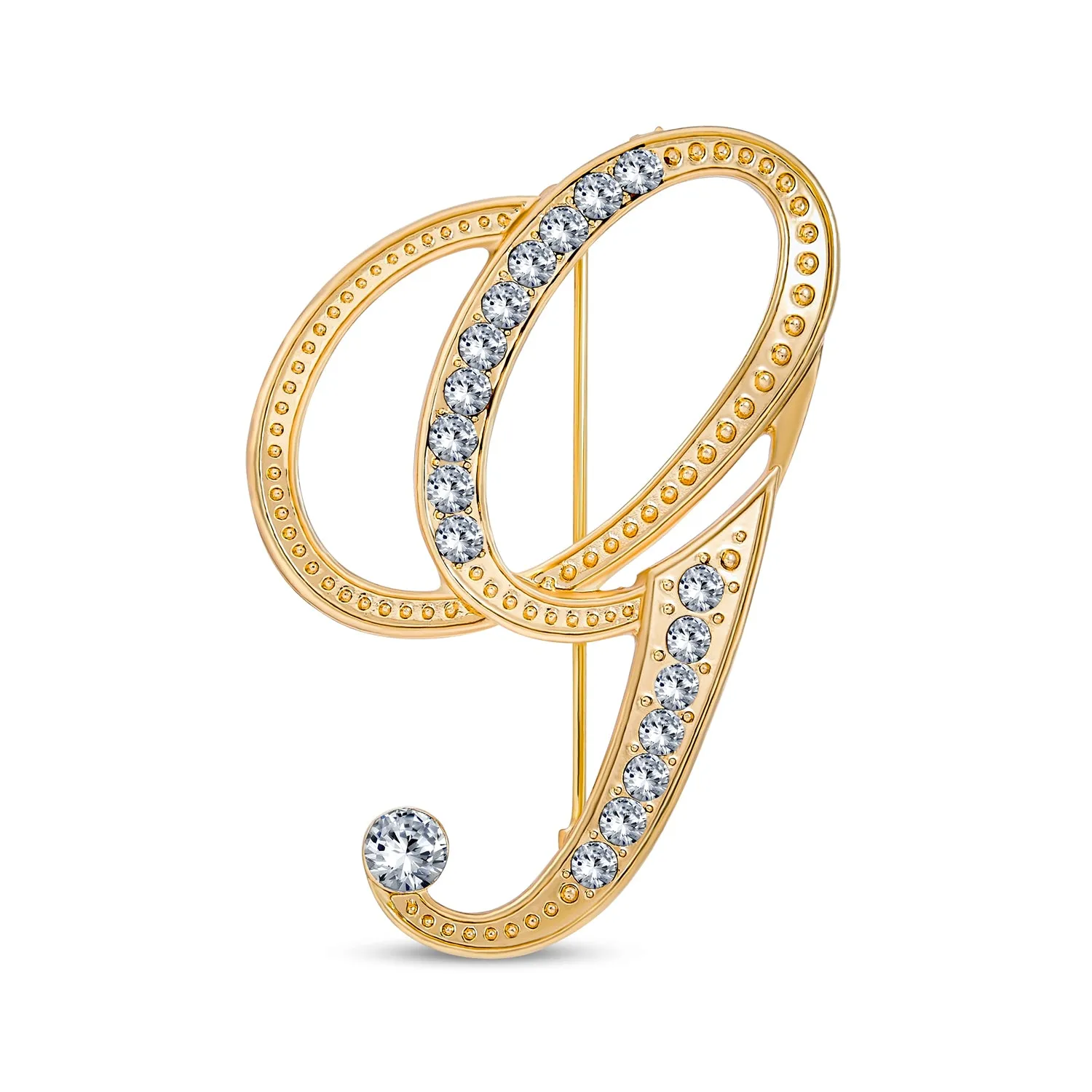 Large Statement ABC Pave Crystal Monogram Brooche Pin in Gold or Silver Plated