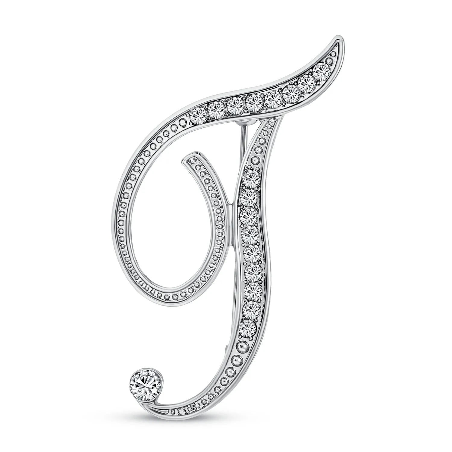 Large Statement ABC Pave Crystal Monogram Brooche Pin in Gold or Silver Plated