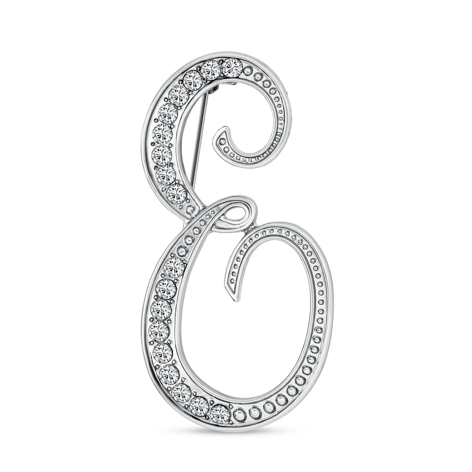 Large Statement ABC Pave Crystal Monogram Brooche Pin in Gold or Silver Plated