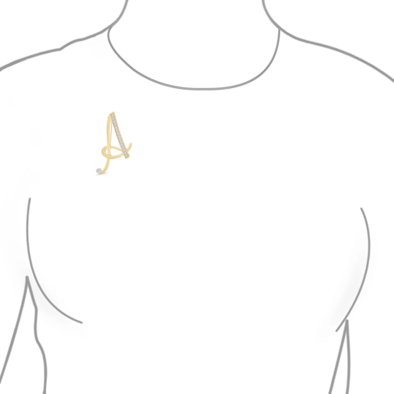Large Statement ABC Pave Crystal Monogram Brooche Pin in Gold or Silver Plated