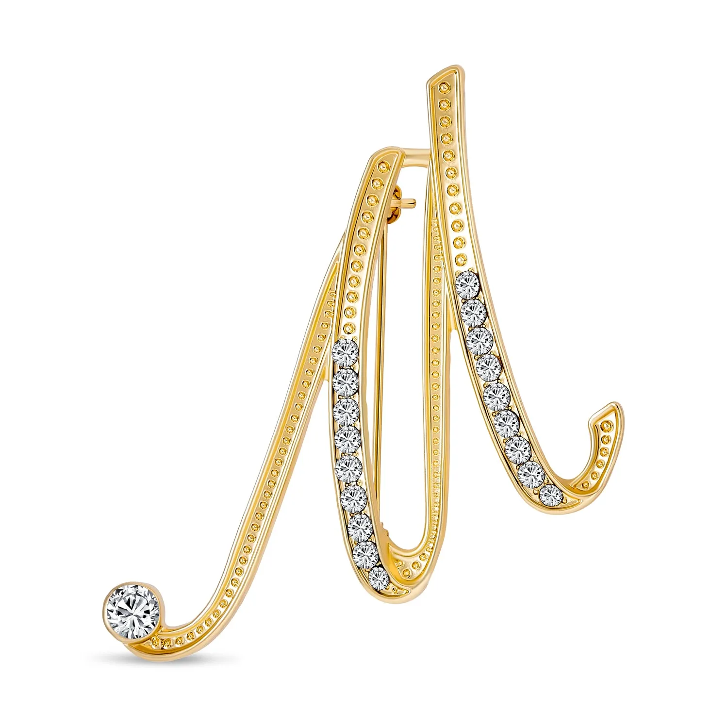 Large Statement ABC Pave Crystal Monogram Brooche Pin in Gold or Silver Plated
