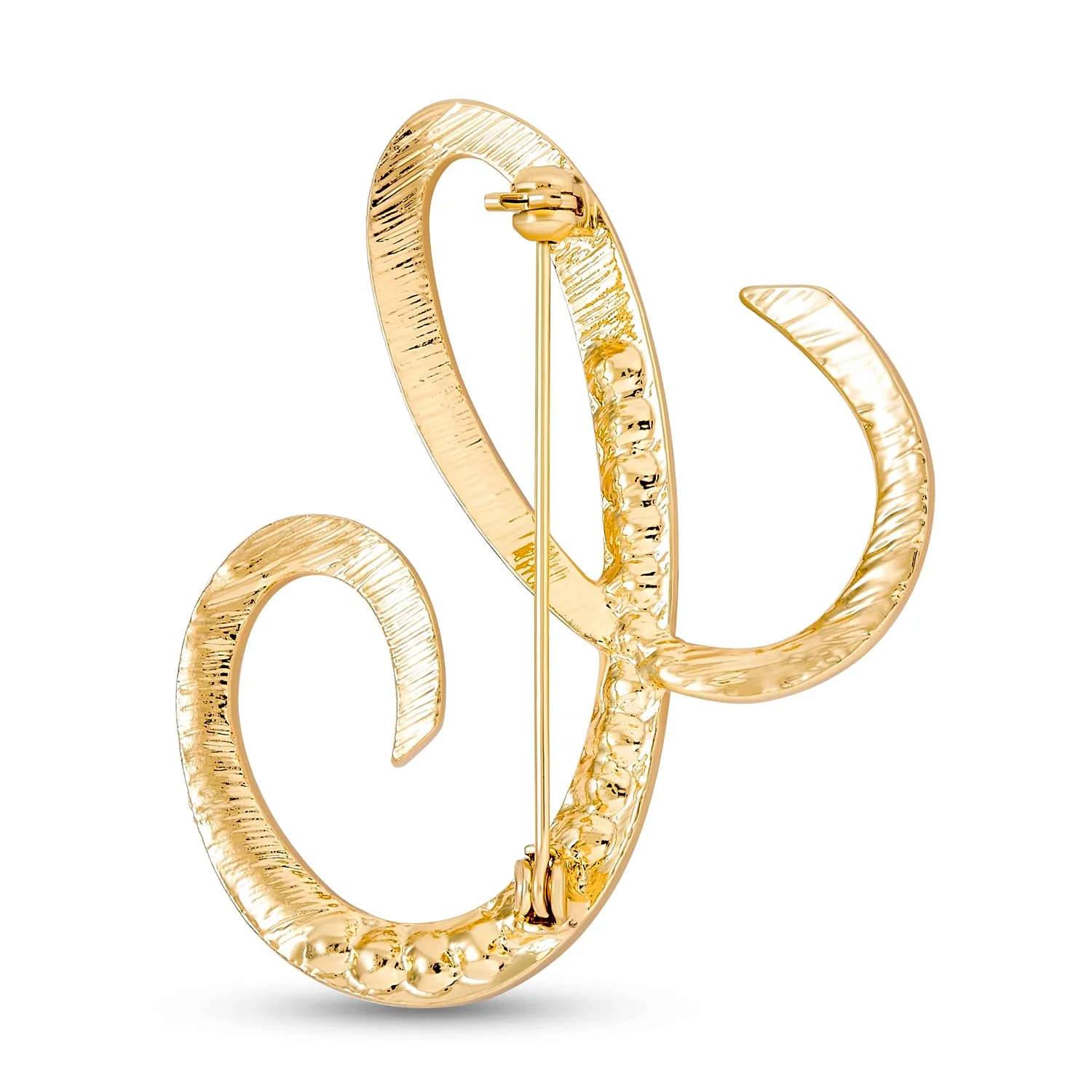 Large Statement ABC Pave Crystal Monogram Brooche Pin in Gold or Silver Plated