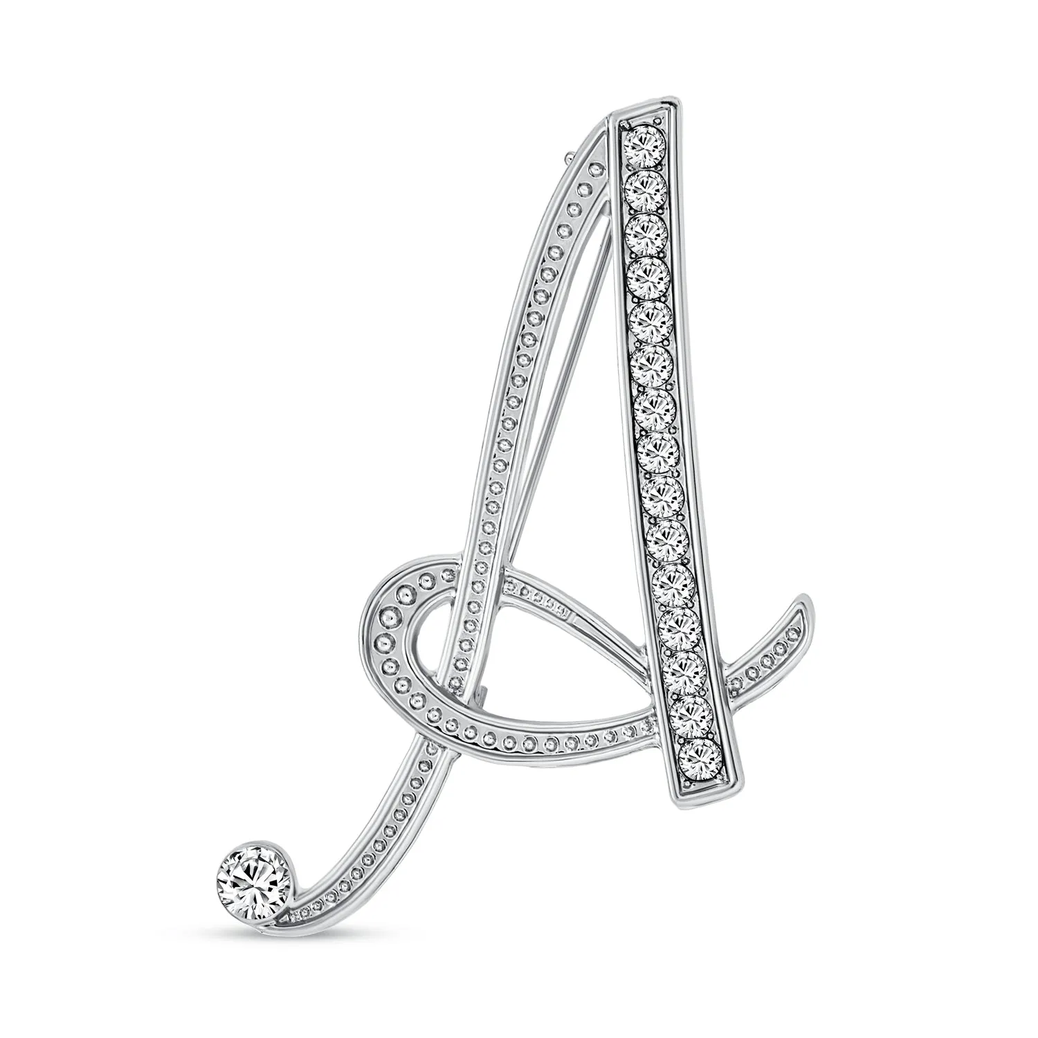 Large Statement ABC Pave Crystal Monogram Brooche Pin in Gold or Silver Plated