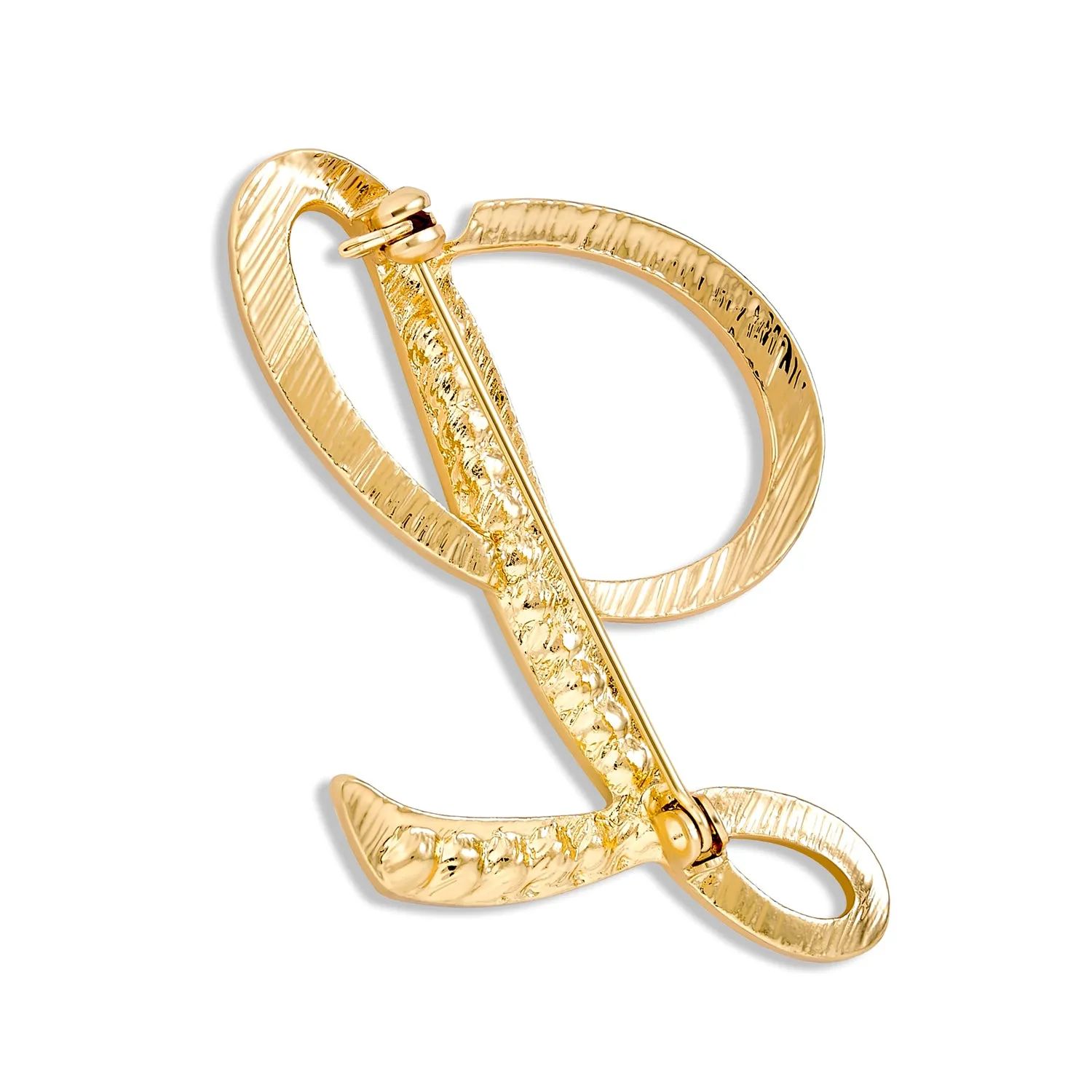 Large Statement ABC Pave Crystal Monogram Brooche Pin in Gold or Silver Plated
