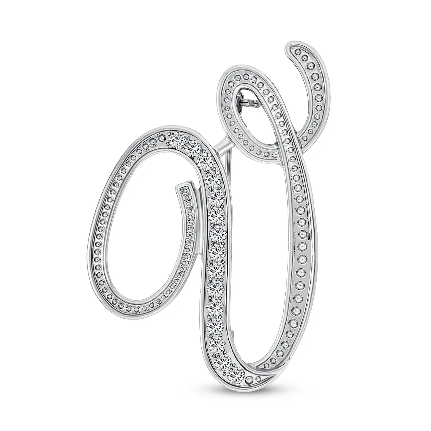 Large Statement ABC Pave Crystal Monogram Brooche Pin in Gold or Silver Plated