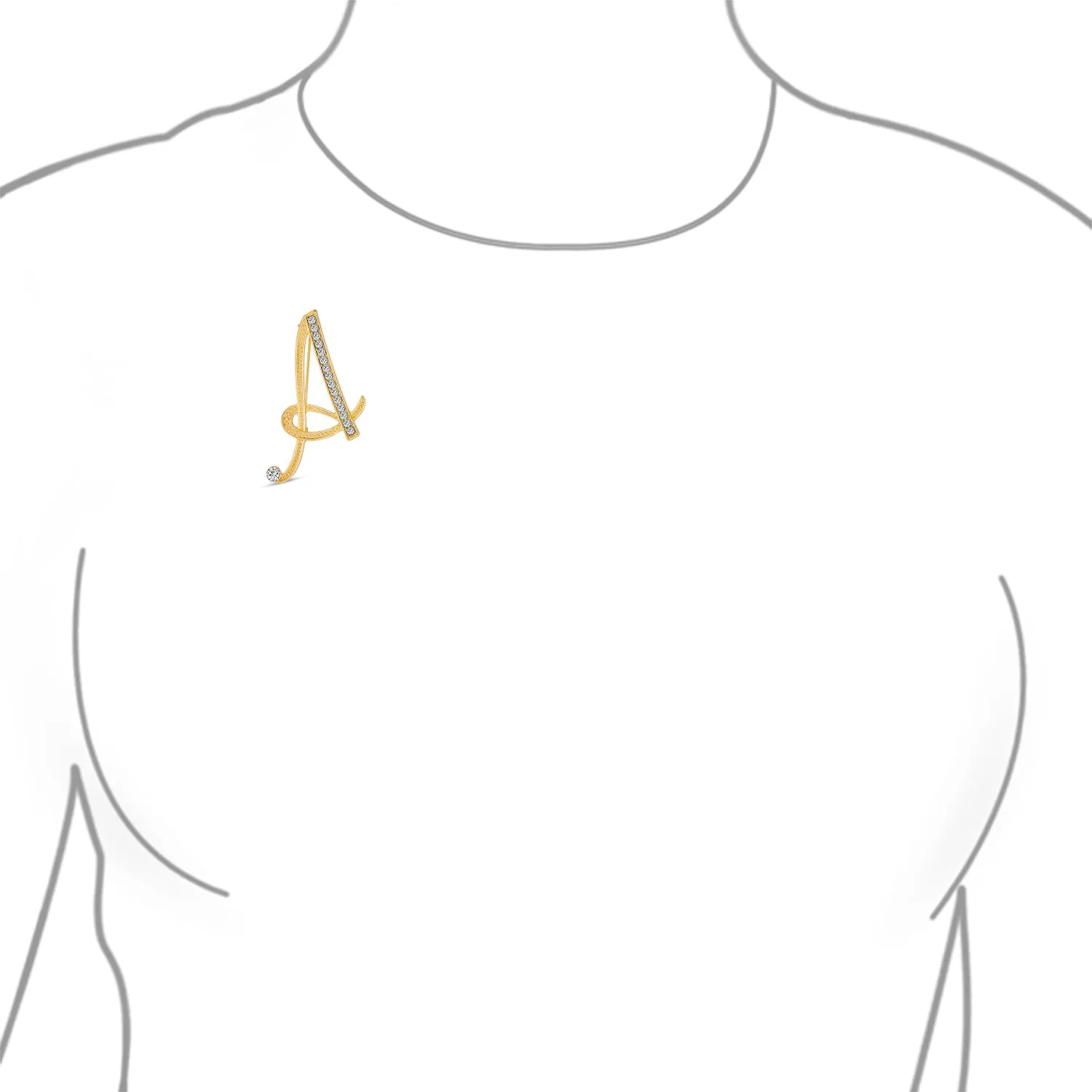 Large Statement ABC Pave Crystal Monogram Brooche Pin in Gold or Silver Plated