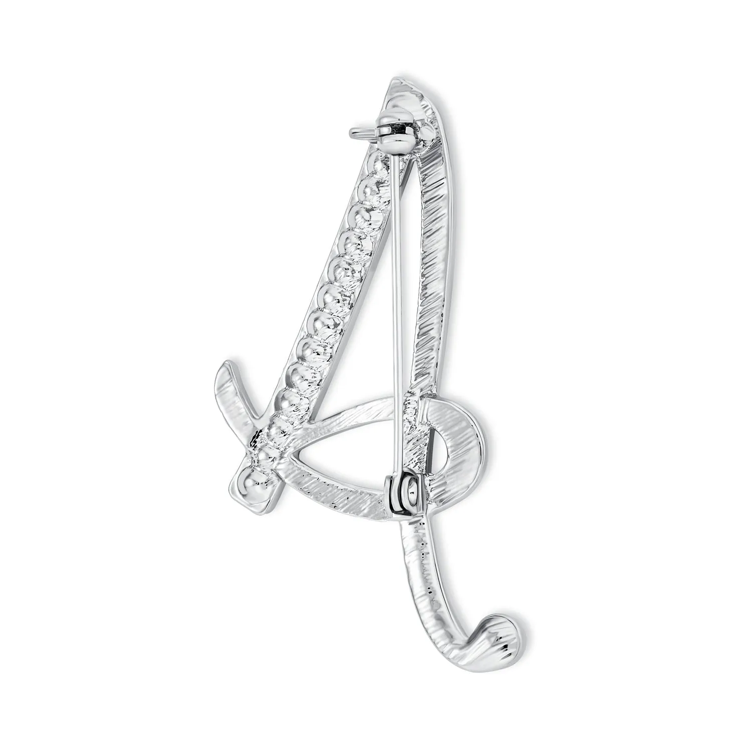 Large Statement ABC Pave Crystal Monogram Brooche Pin in Gold or Silver Plated