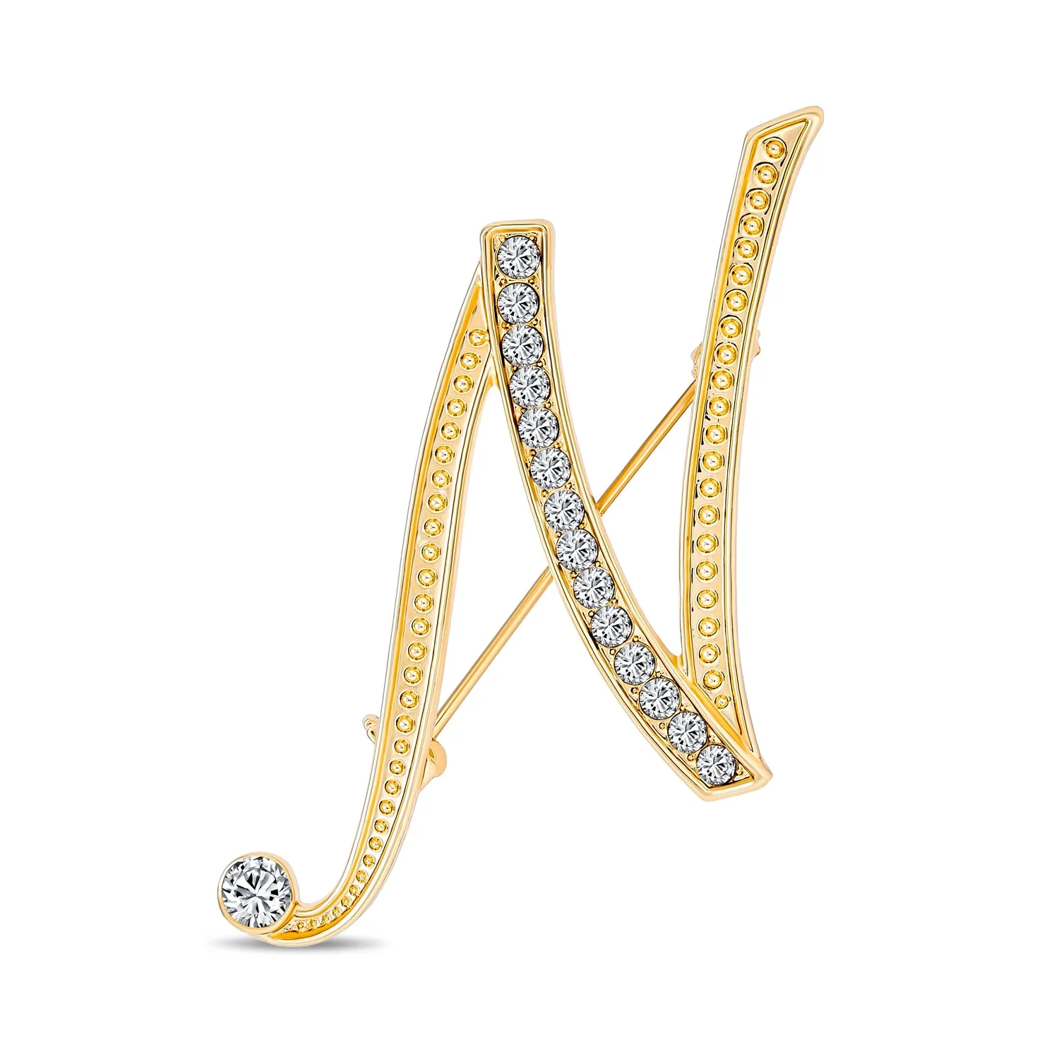Large Statement ABC Pave Crystal Monogram Brooche Pin in Gold or Silver Plated
