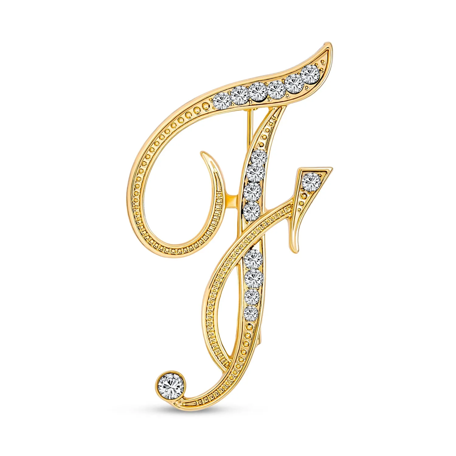 Large Statement ABC Pave Crystal Monogram Brooche Pin in Gold or Silver Plated