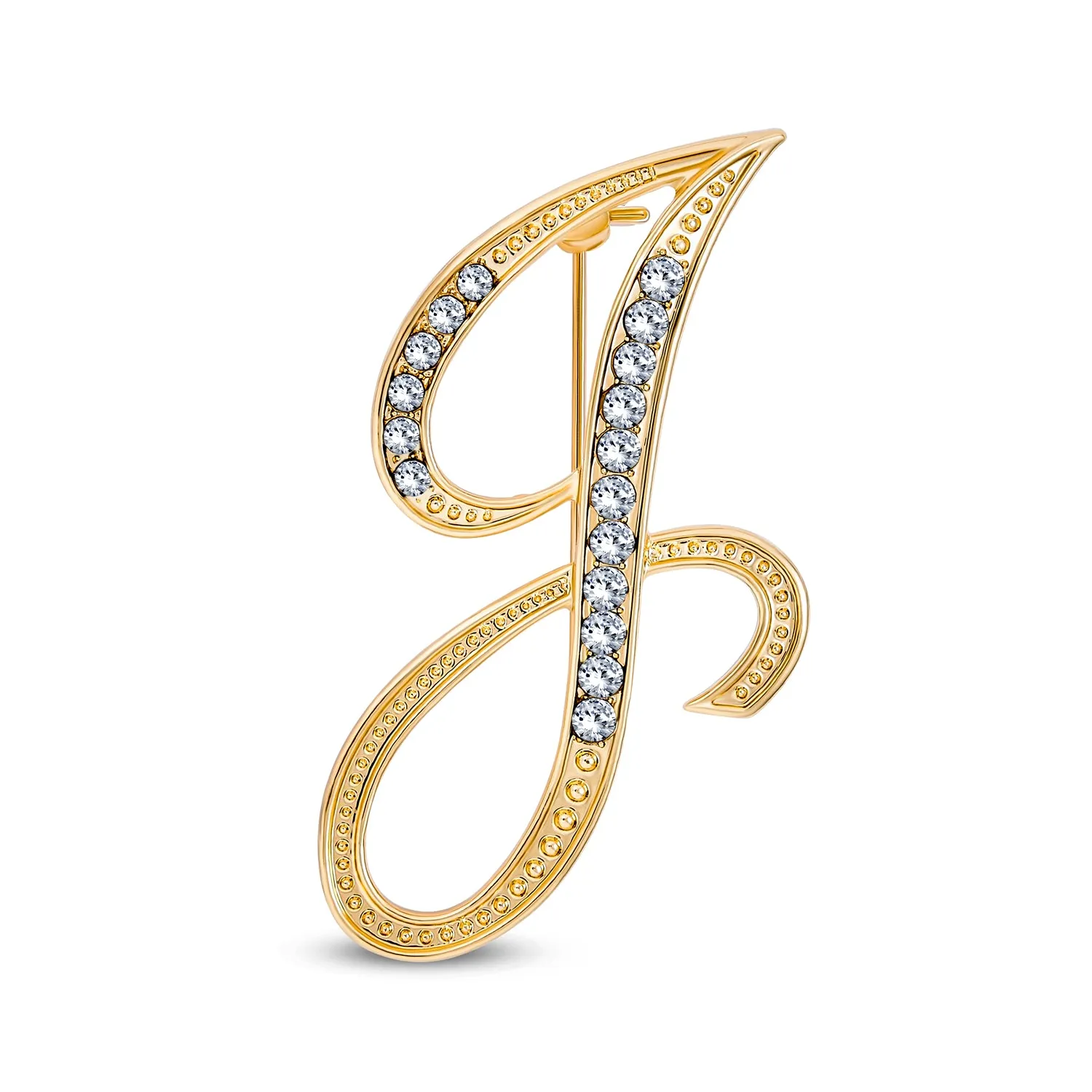 Large Statement ABC Pave Crystal Monogram Brooche Pin in Gold or Silver Plated