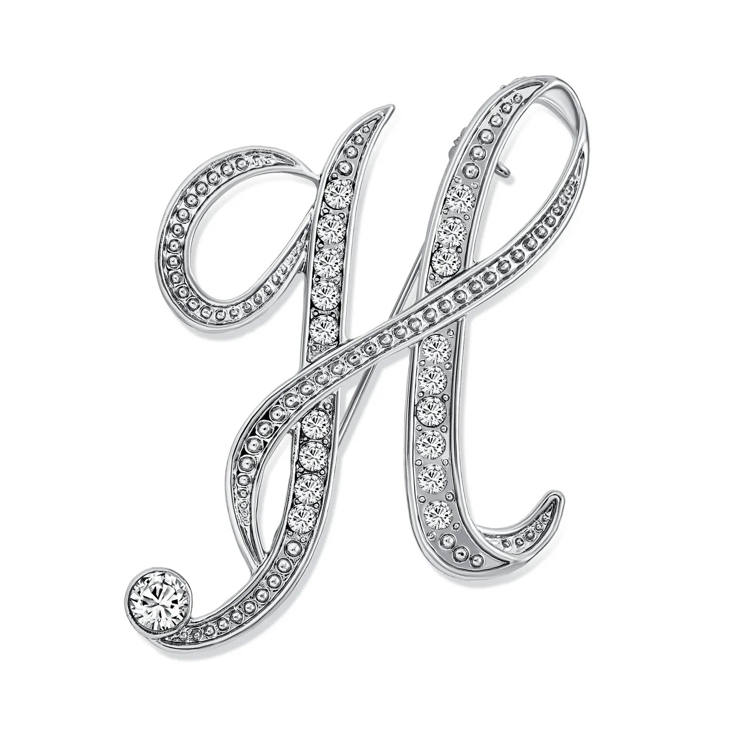 Large Statement ABC Pave Crystal Monogram Brooche Pin in Gold or Silver Plated