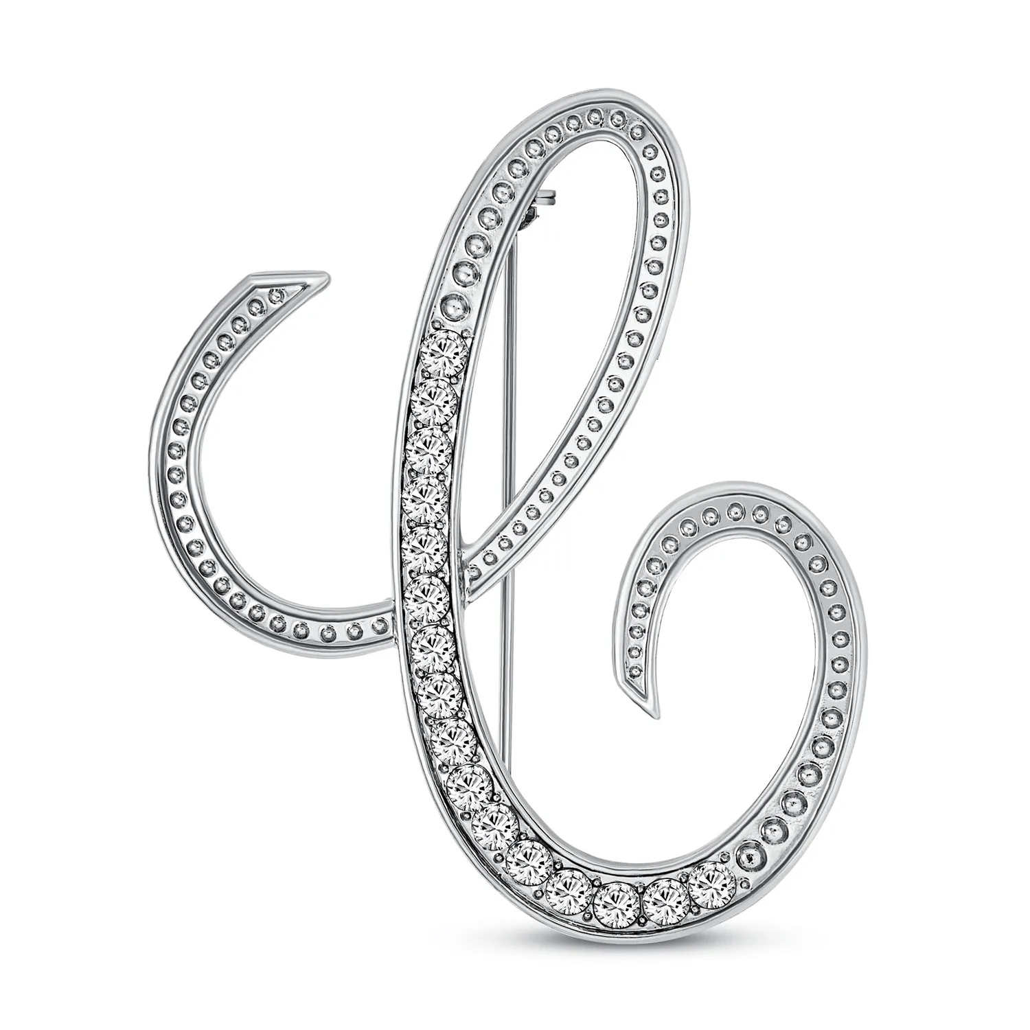 Large Statement ABC Pave Crystal Monogram Brooche Pin in Gold or Silver Plated