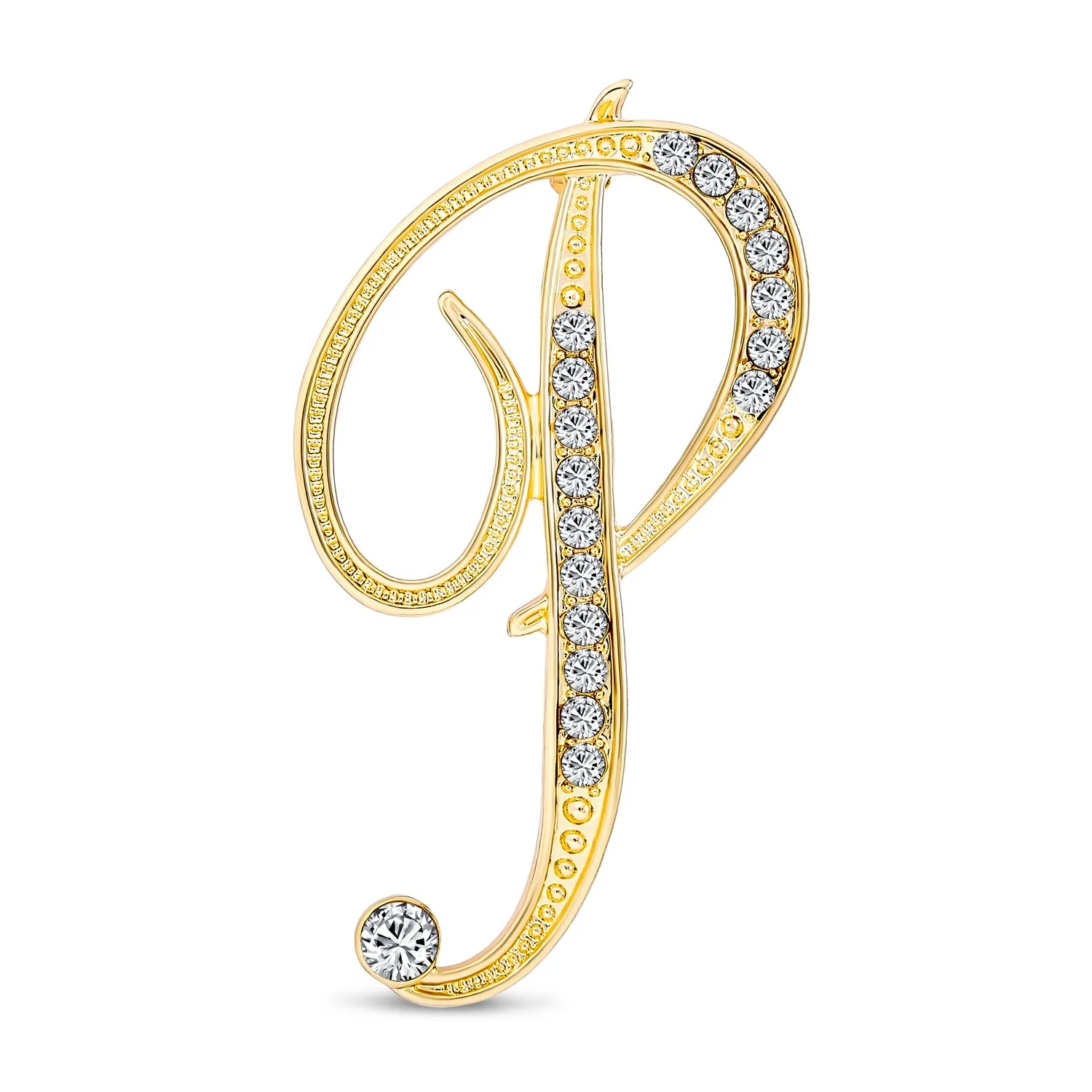 Large Statement ABC Pave Crystal Monogram Brooche Pin in Gold or Silver Plated