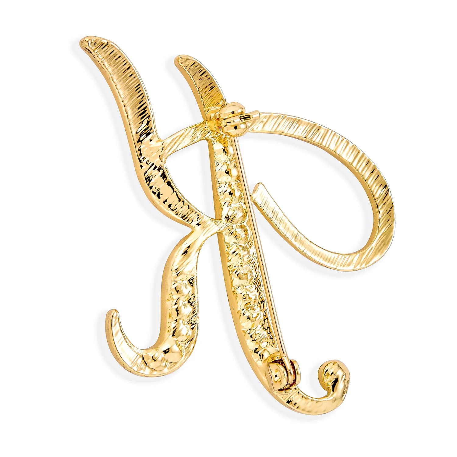 Large Statement ABC Pave Crystal Monogram Brooche Pin in Gold or Silver Plated