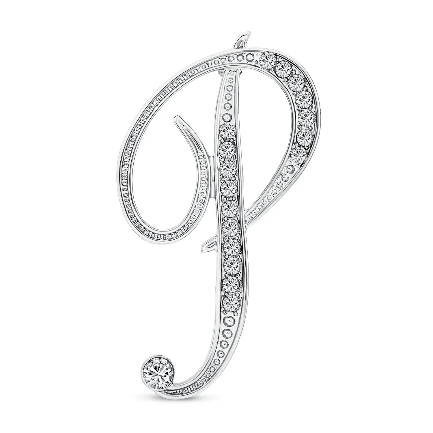 Large Statement ABC Pave Crystal Monogram Brooche Pin in Gold or Silver Plated