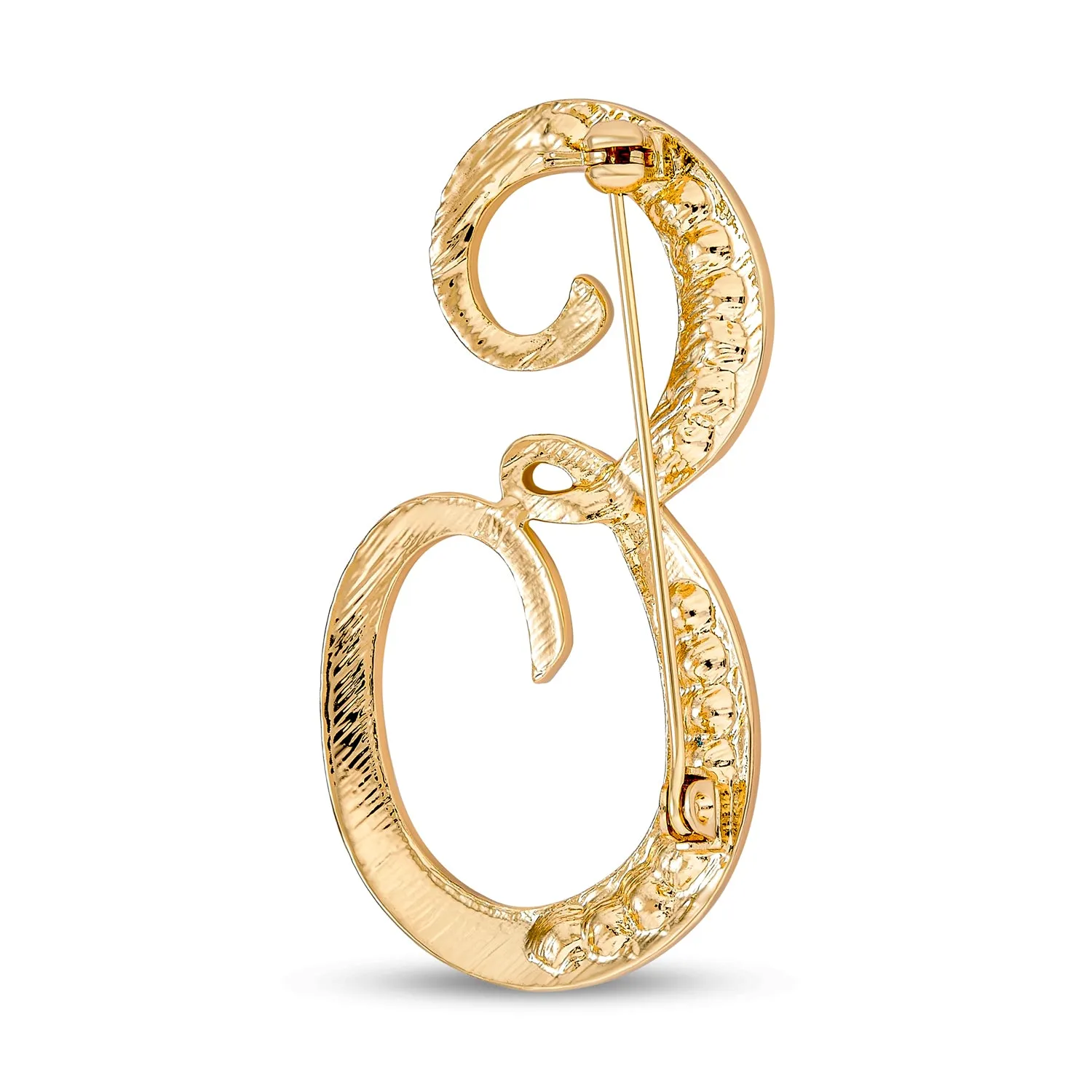 Large Statement ABC Pave Crystal Monogram Brooche Pin in Gold or Silver Plated