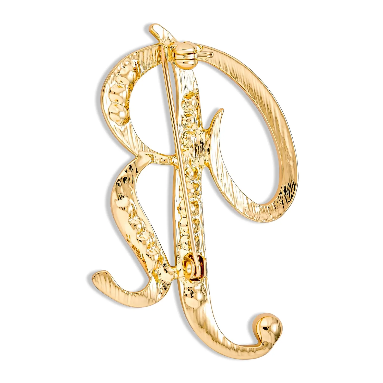 Large Statement ABC Pave Crystal Monogram Brooche Pin in Gold or Silver Plated