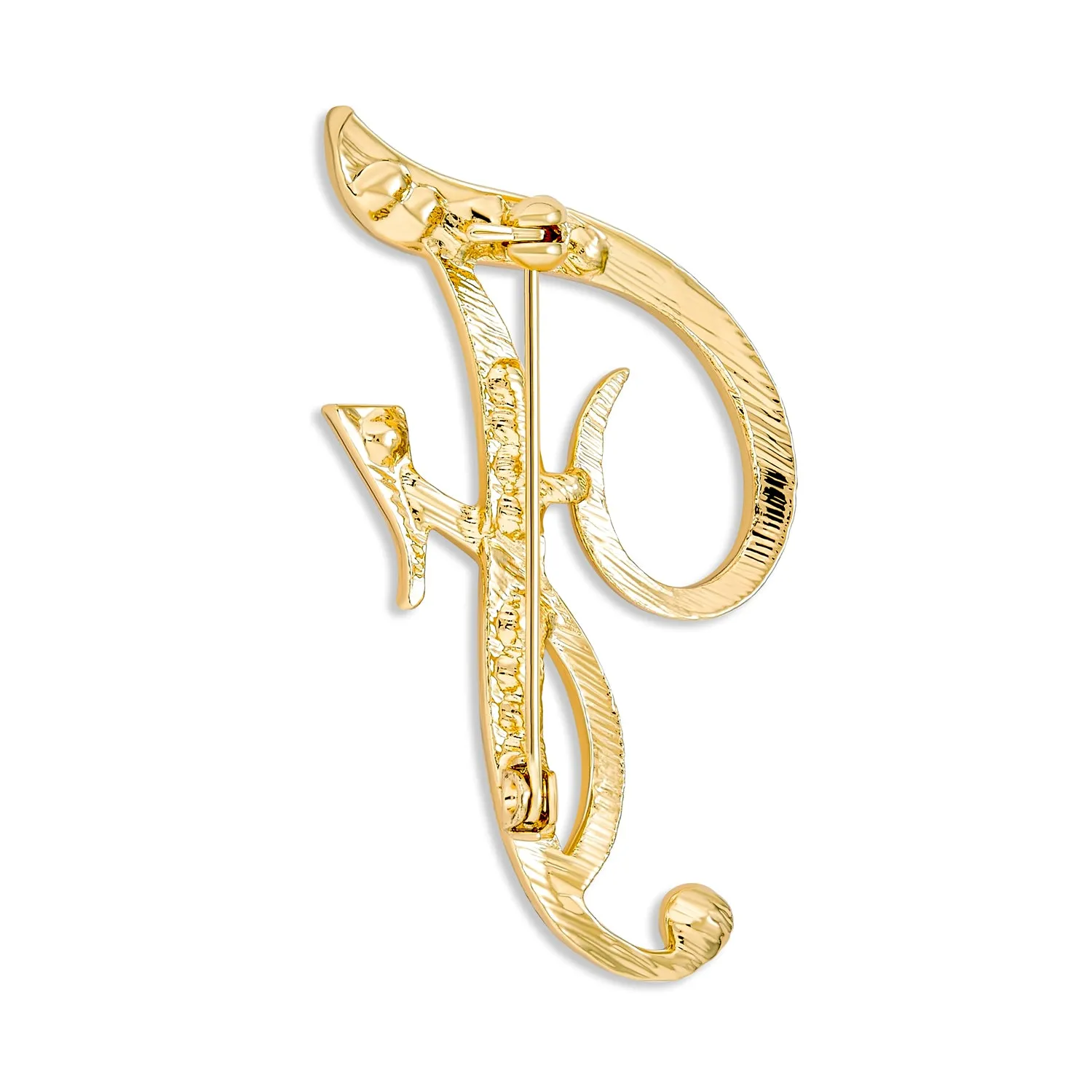 Large Statement ABC Pave Crystal Monogram Brooche Pin in Gold or Silver Plated