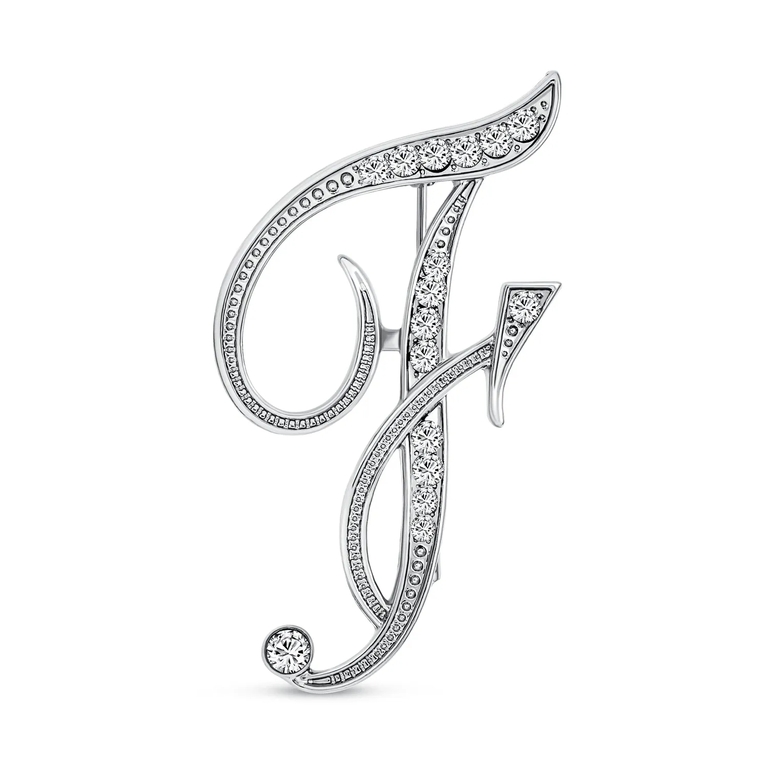 Large Statement ABC Pave Crystal Monogram Brooche Pin in Gold or Silver Plated