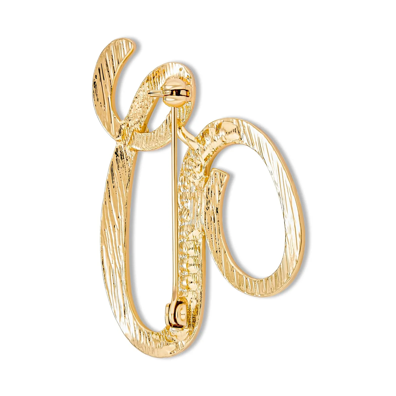 Large Statement ABC Pave Crystal Monogram Brooche Pin in Gold or Silver Plated