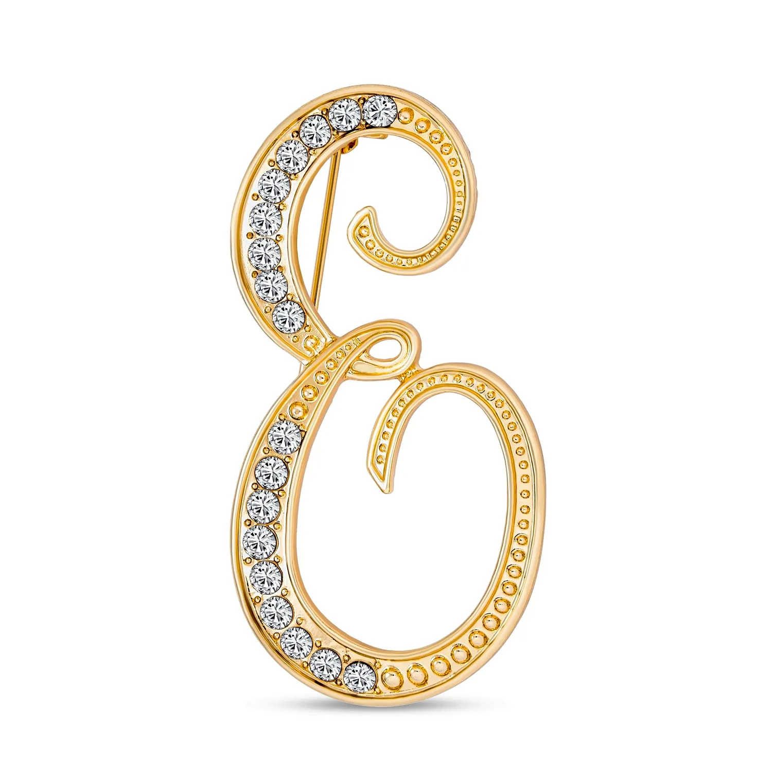 Large Statement ABC Pave Crystal Monogram Brooche Pin in Gold or Silver Plated