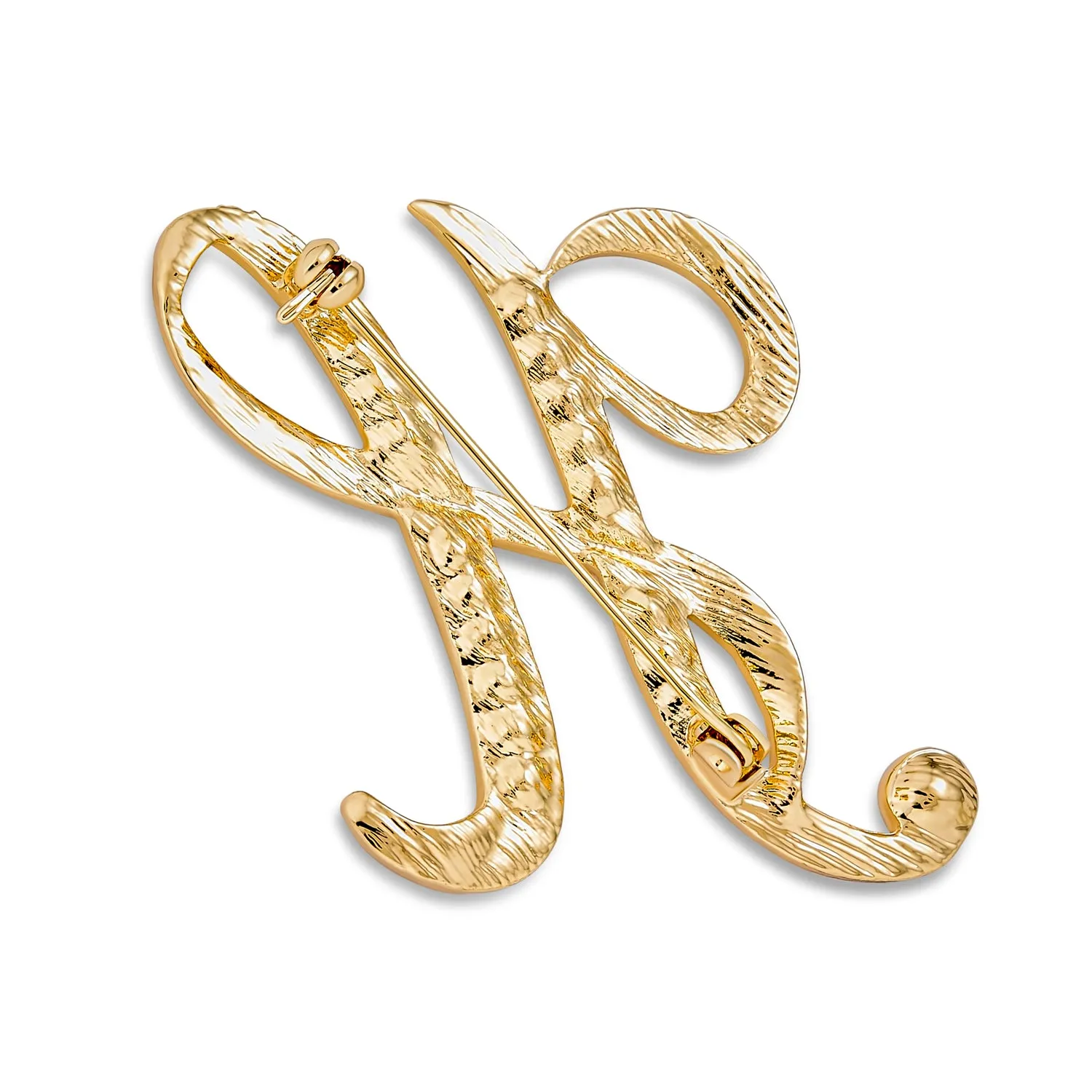 Large Statement ABC Pave Crystal Monogram Brooche Pin in Gold or Silver Plated