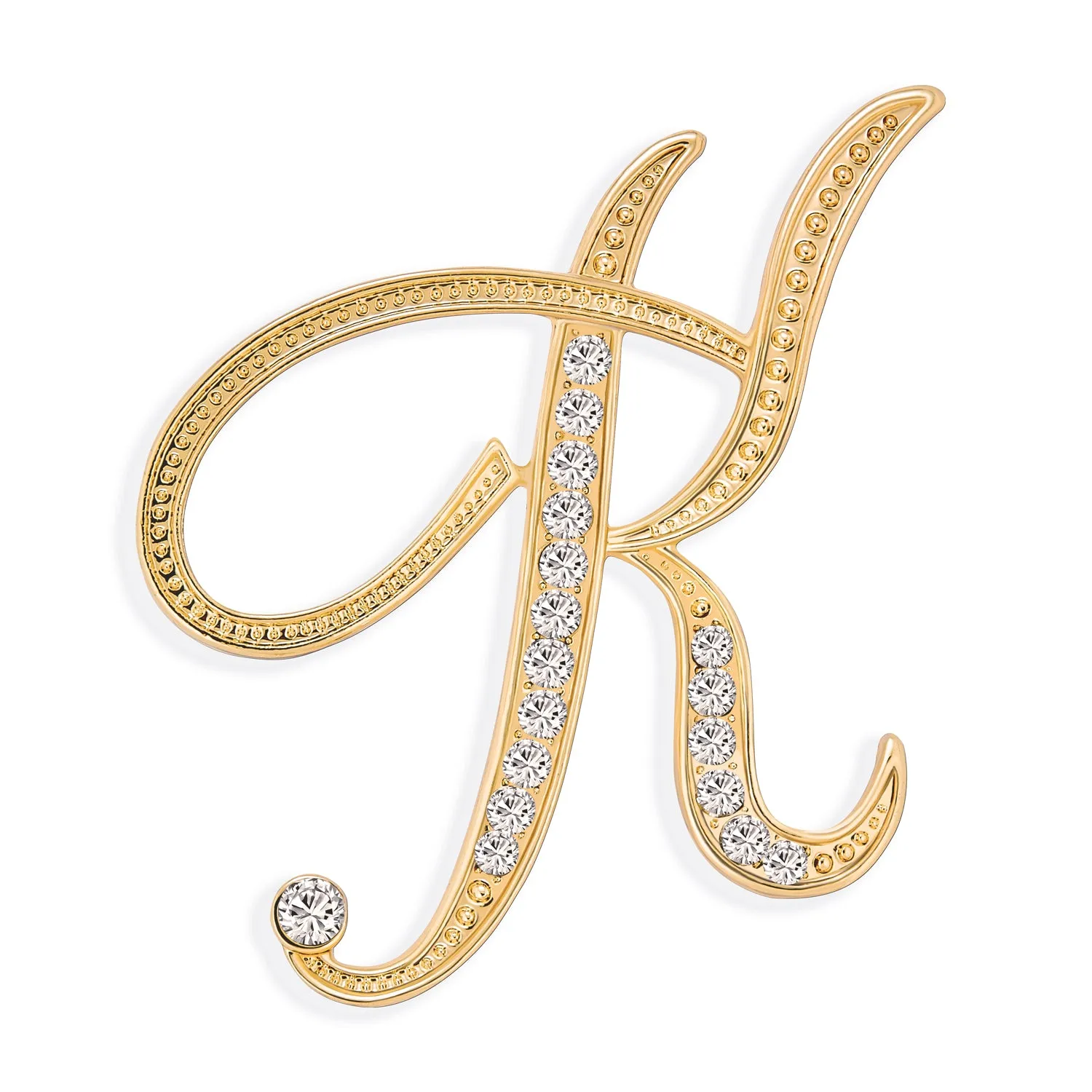 Large Statement ABC Pave Crystal Monogram Brooche Pin in Gold or Silver Plated