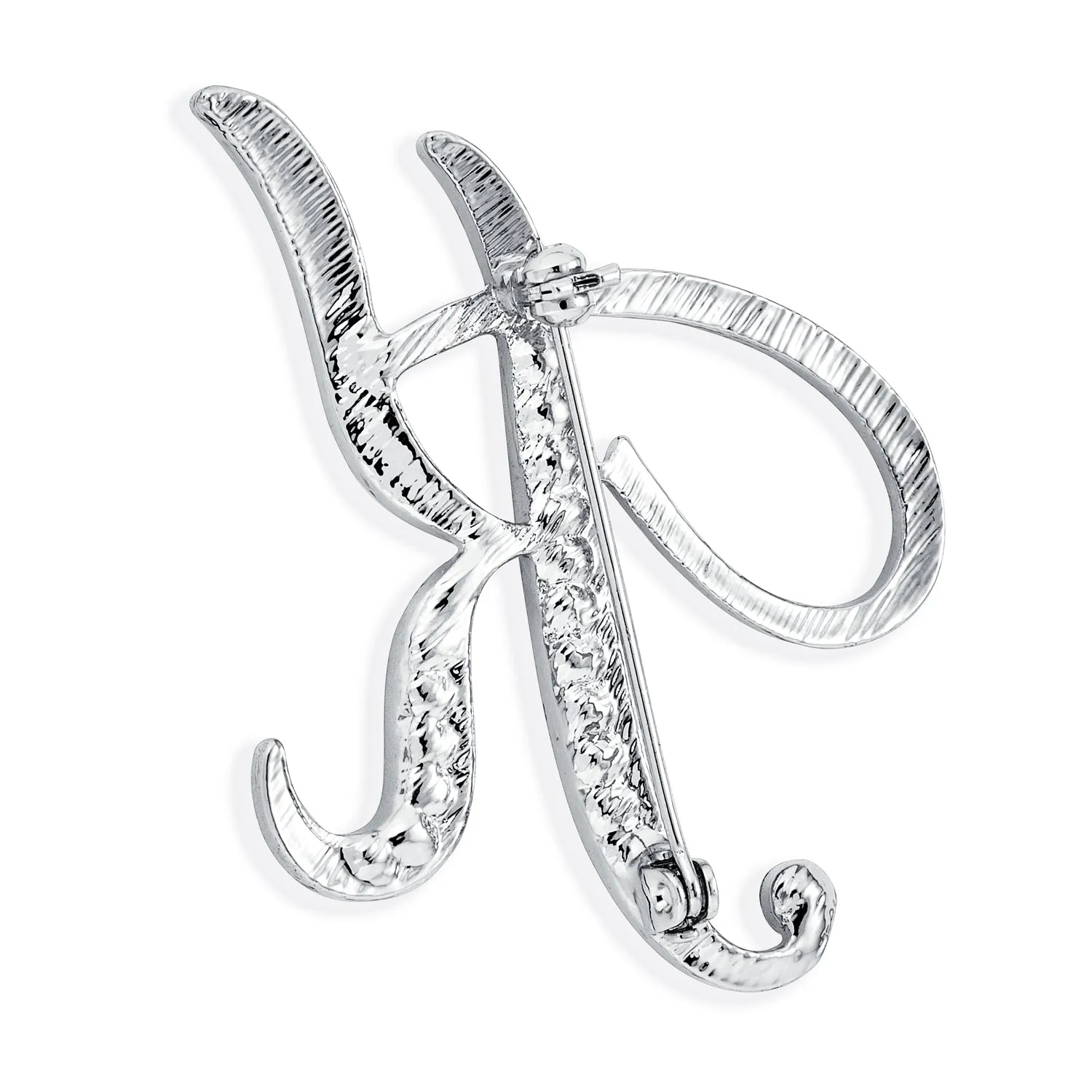 Large Statement ABC Pave Crystal Monogram Brooche Pin in Gold or Silver Plated