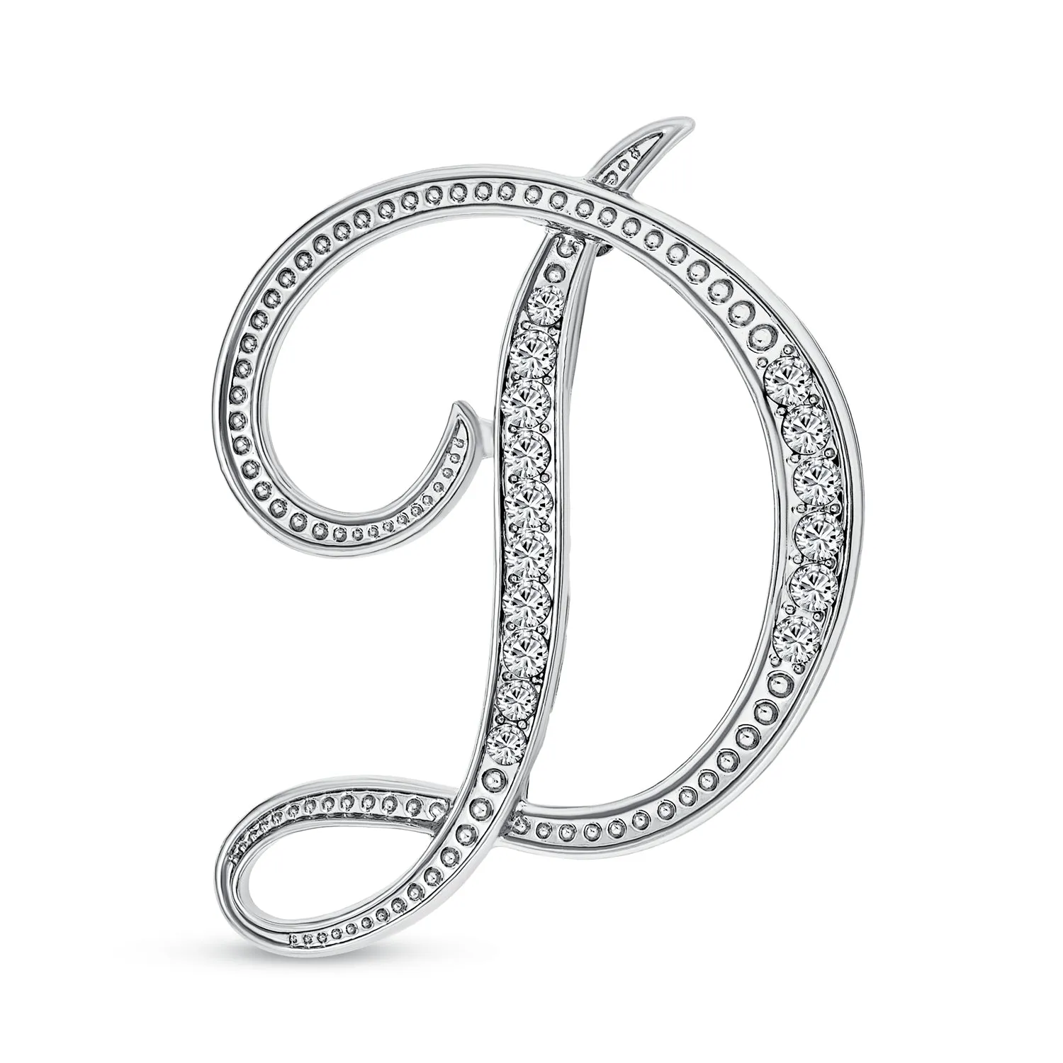 Large Statement ABC Pave Crystal Monogram Brooche Pin in Gold or Silver Plated