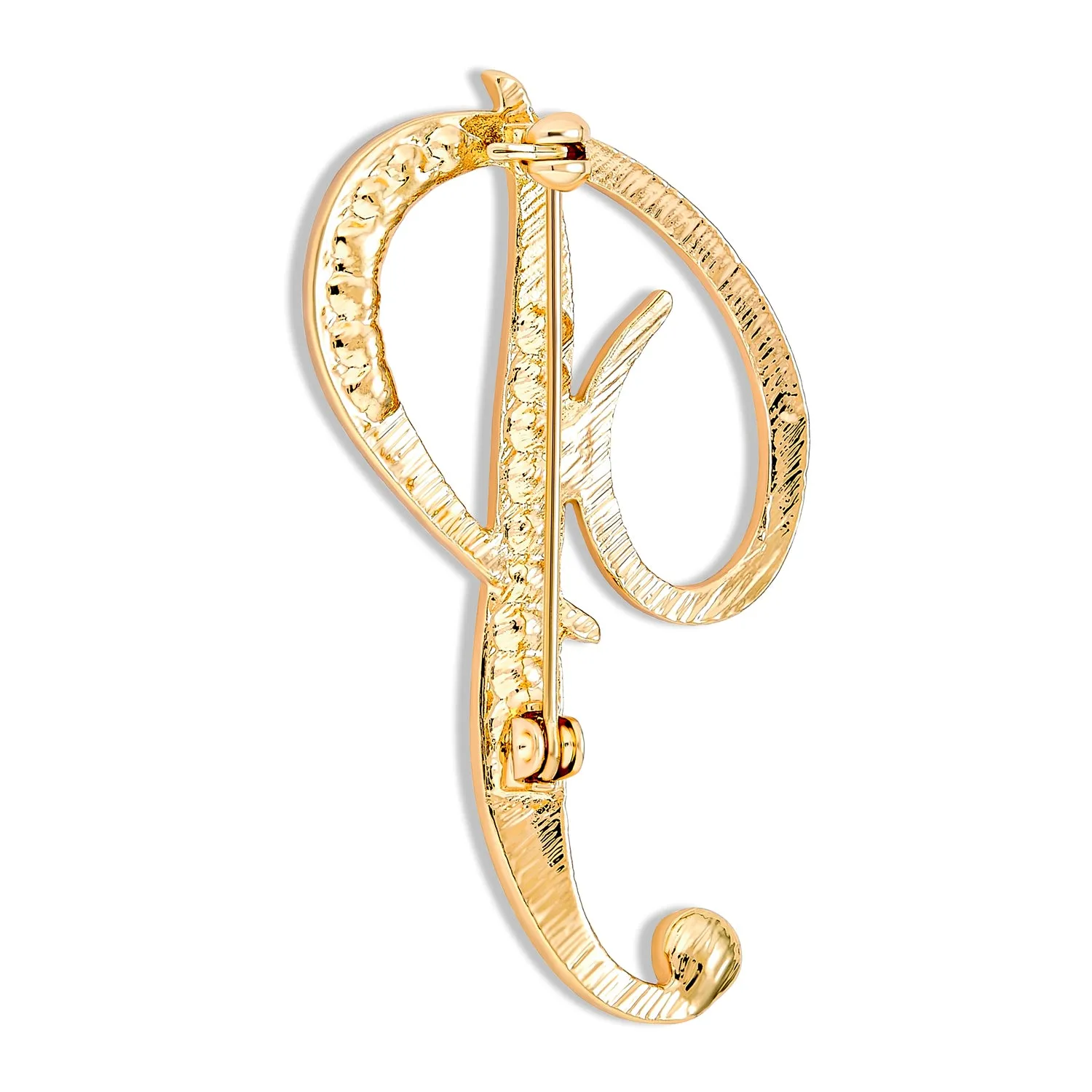 Large Statement ABC Pave Crystal Monogram Brooche Pin in Gold or Silver Plated