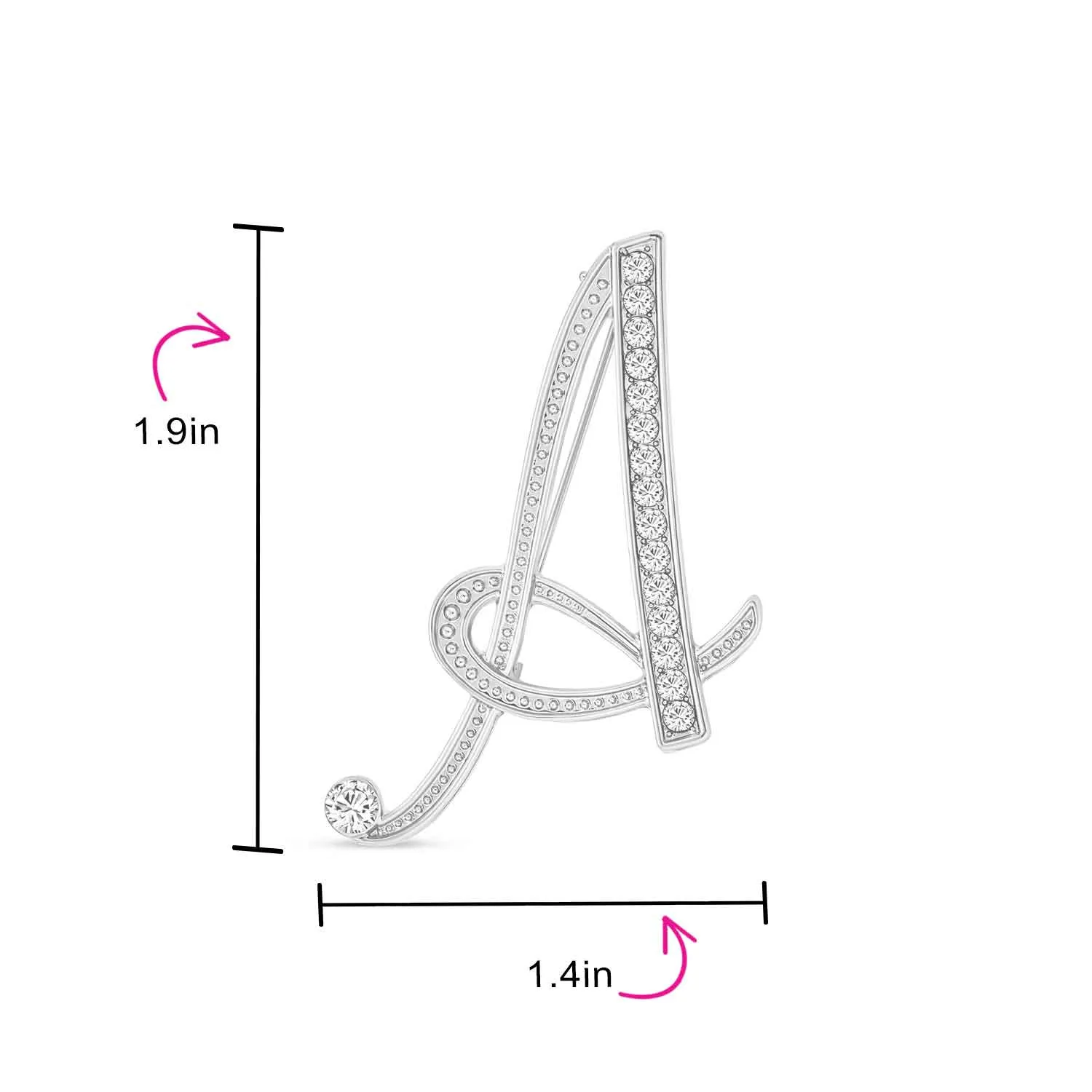 Large Statement ABC Pave Crystal Monogram Brooche Pin in Gold or Silver Plated
