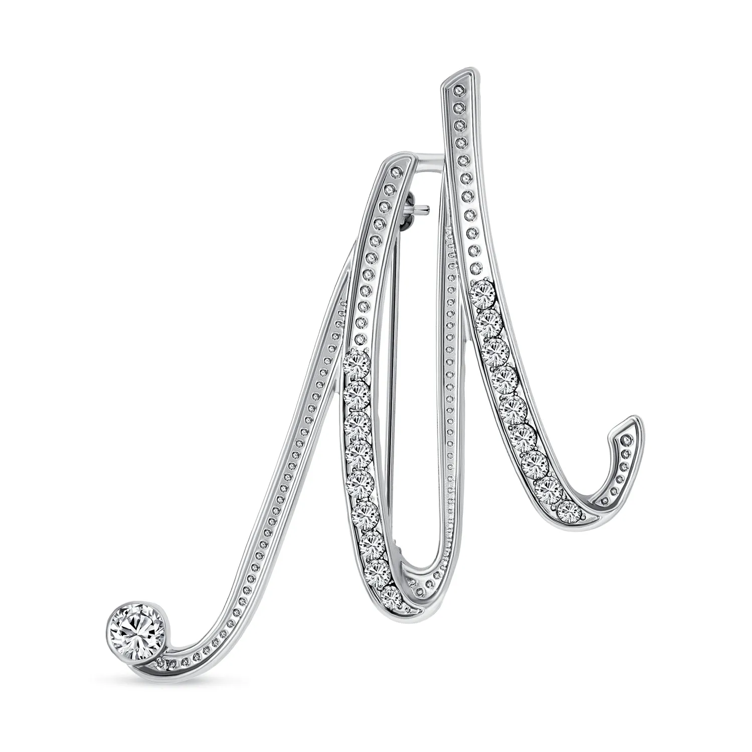 Large Statement ABC Pave Crystal Monogram Brooche Pin in Gold or Silver Plated