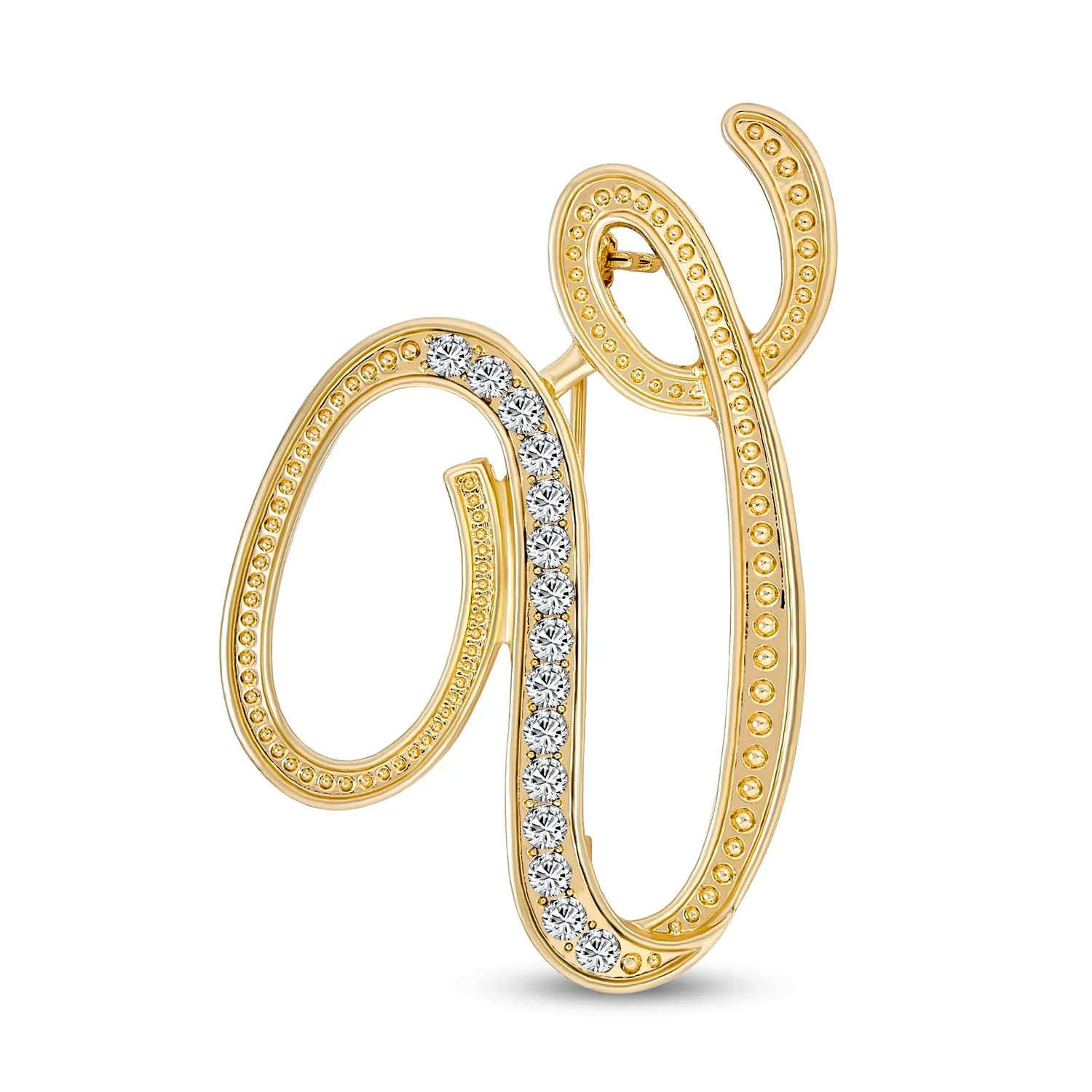Large Statement ABC Pave Crystal Monogram Brooche Pin in Gold or Silver Plated