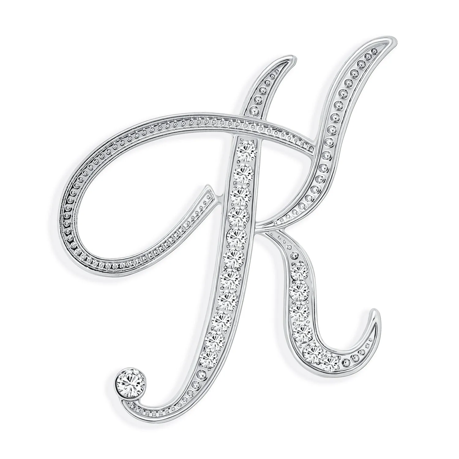 Large Statement ABC Pave Crystal Monogram Brooche Pin in Gold or Silver Plated