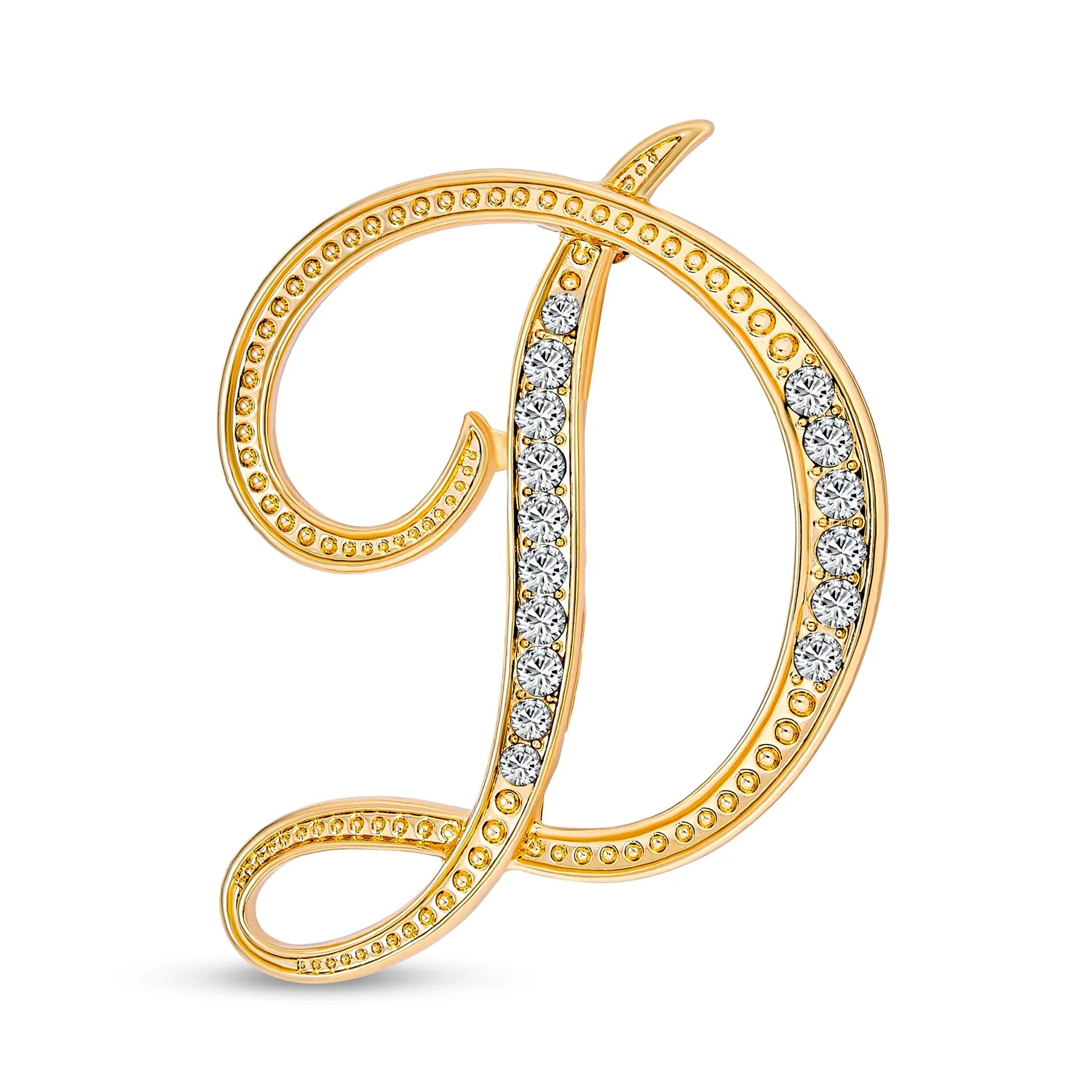 Large Statement ABC Pave Crystal Monogram Brooche Pin in Gold or Silver Plated