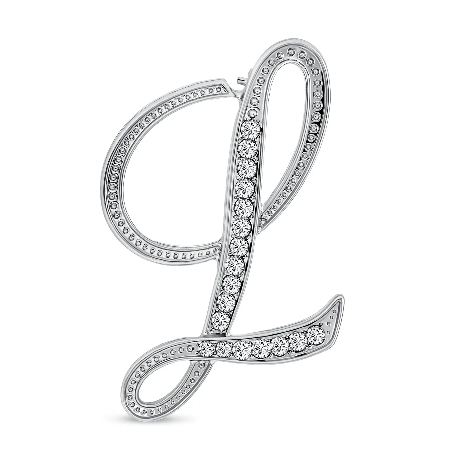 Large Statement ABC Pave Crystal Monogram Brooche Pin in Gold or Silver Plated