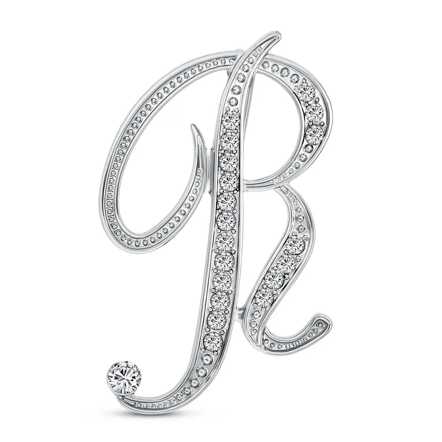 Large Statement ABC Pave Crystal Monogram Brooche Pin in Gold or Silver Plated