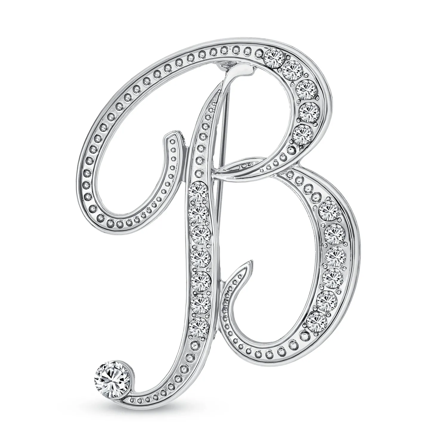 Large Statement ABC Pave Crystal Monogram Brooche Pin in Gold or Silver Plated