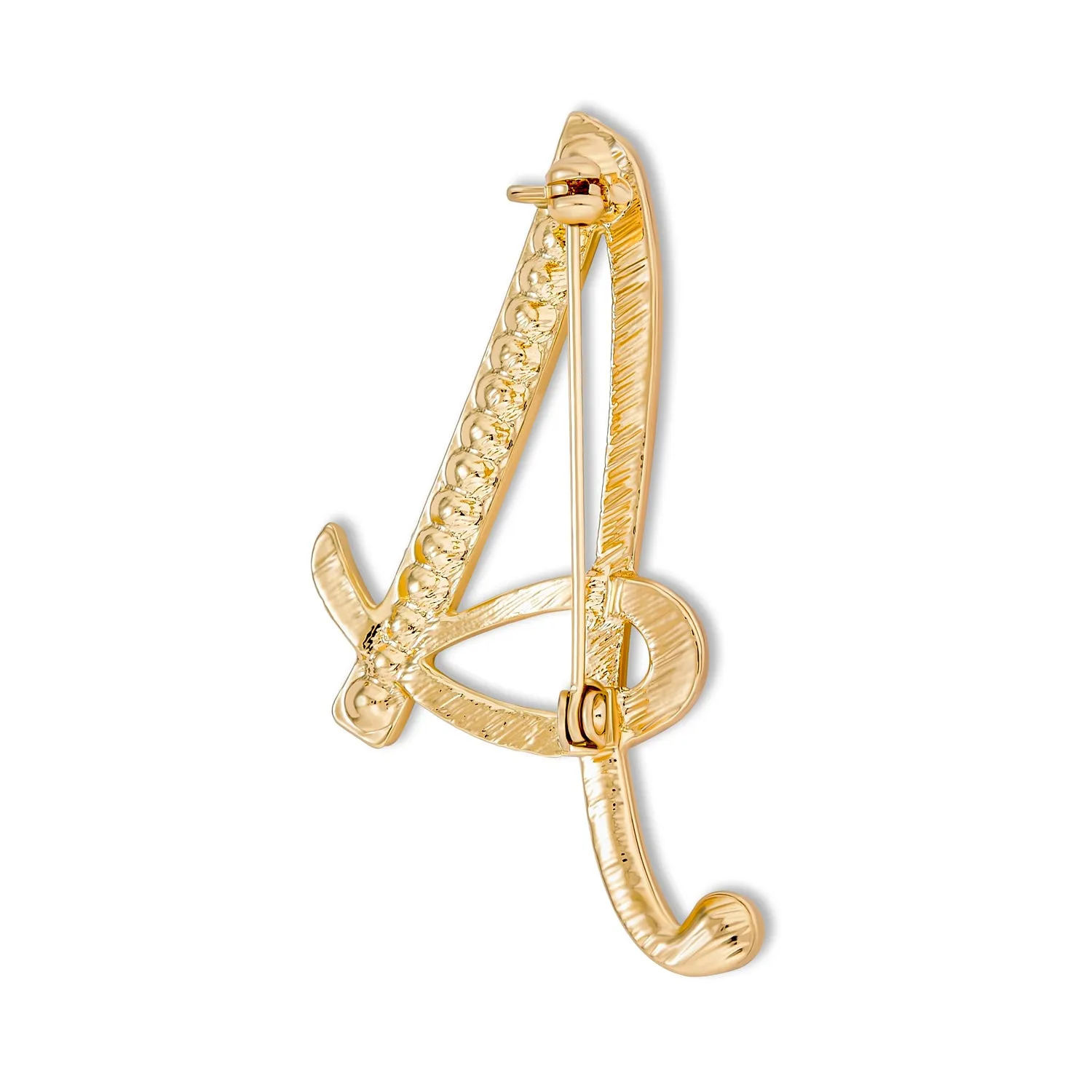 Large Statement ABC Pave Crystal Monogram Brooche Pin in Gold or Silver Plated