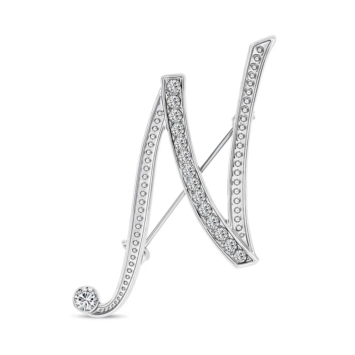 Large Statement ABC Pave Crystal Monogram Brooche Pin in Gold or Silver Plated