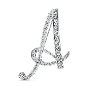 Large Statement ABC Pave Crystal Monogram Brooche Pin in Gold or Silver Plated