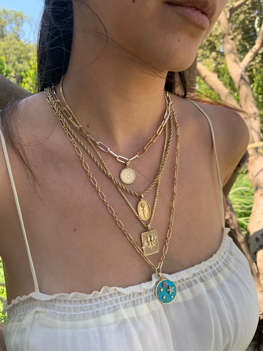 Large Turquoise Zodiac Necklace - Libra on 16” Chain (Other Signs by Special Order)