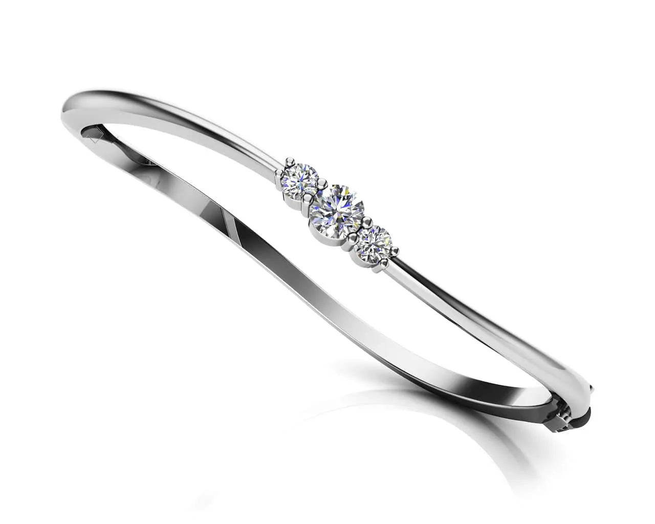 Legendary Curved Lab-Grown Diamond Bangle with 0.26 ct.(finished) 2.5mm, 3.3mm