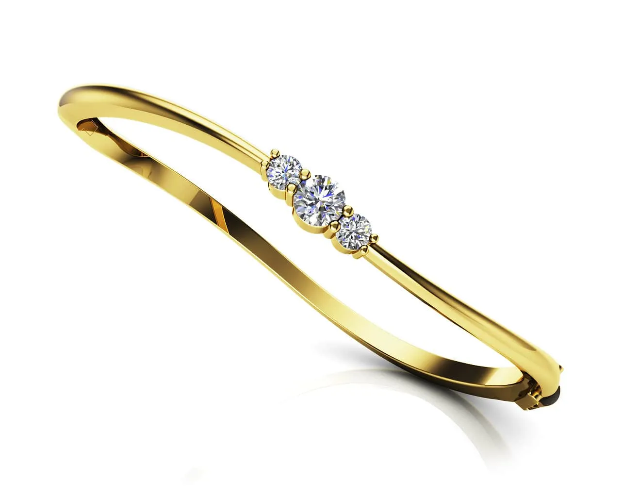 Legendary Curved Lab-Grown Diamond Bangle with 0.26 ct.(finished) 2.5mm, 3.3mm