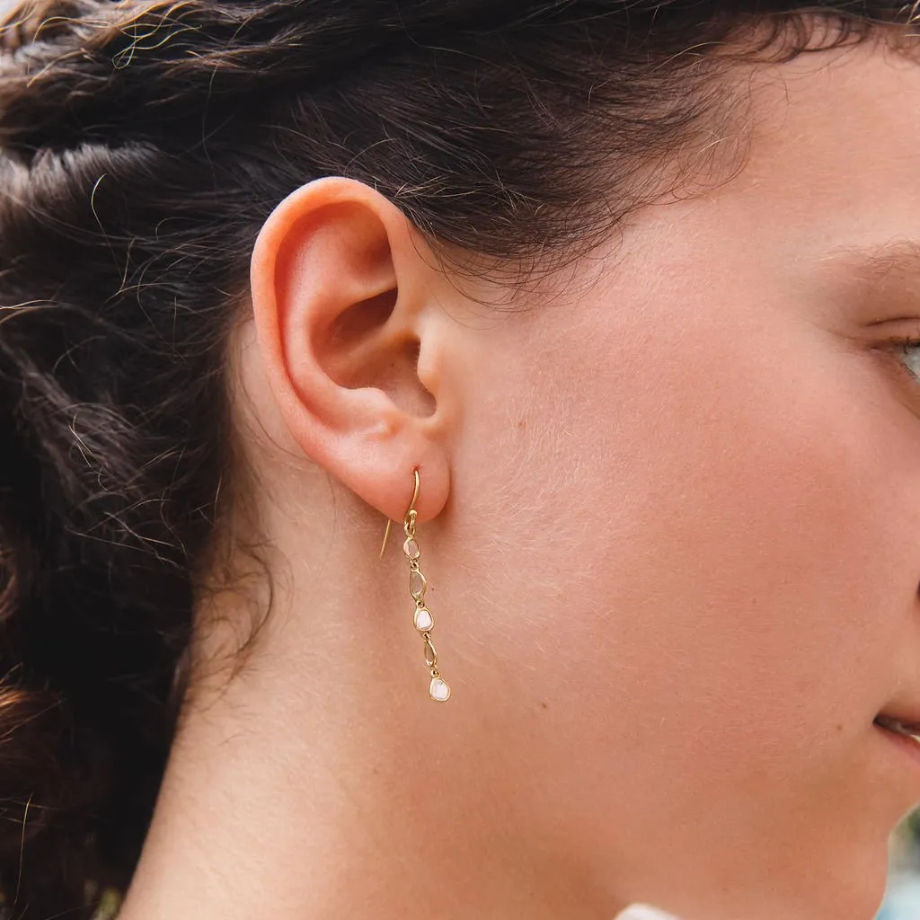 Linear Polki Diamond Slice "Dancing Leaves" Earrings