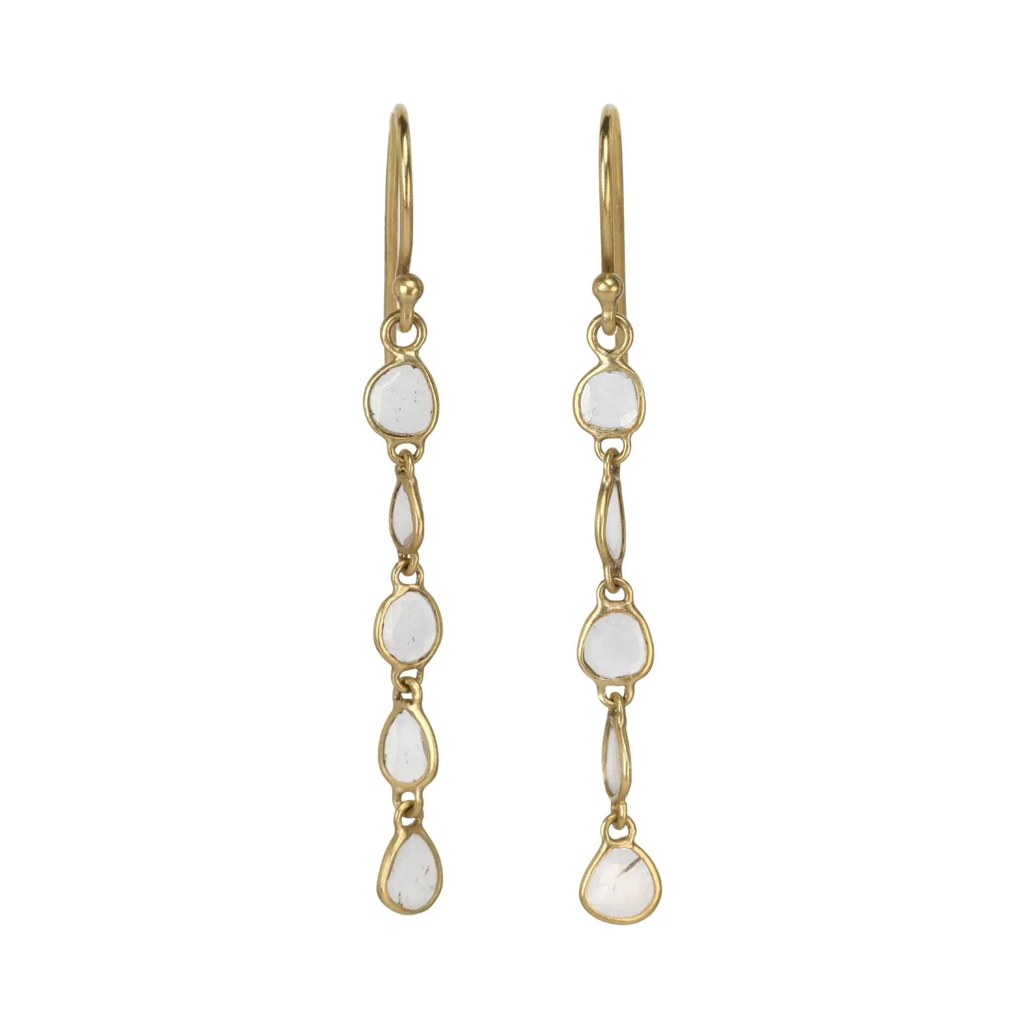 Linear Polki Diamond Slice "Dancing Leaves" Earrings