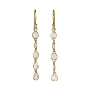 Linear Polki Diamond Slice "Dancing Leaves" Earrings
